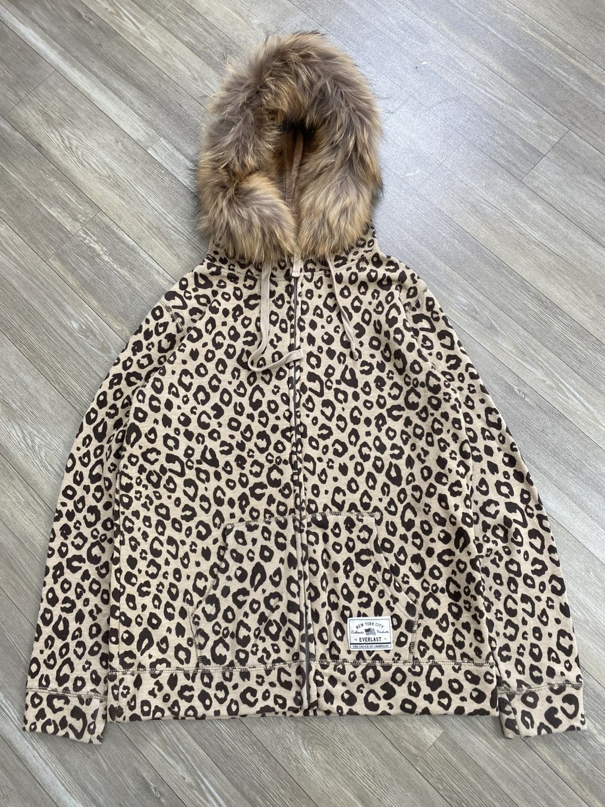If Six Was Nine 2000s Everlast Leopard Zip Fur Hoodie Gothic Kmrii Lgb Style Size US L / EU 52-54 / 3 - 1 Thumbnail
