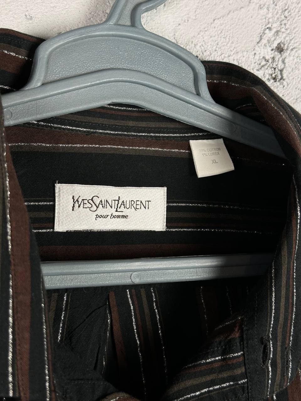 Vintage × Yves Saint Laurent YSL Brown Striped LS Shirt Soft YSL Tee YSL Shirt Button up Size US XL / EU 56 / 4 - 5 Thumbnail