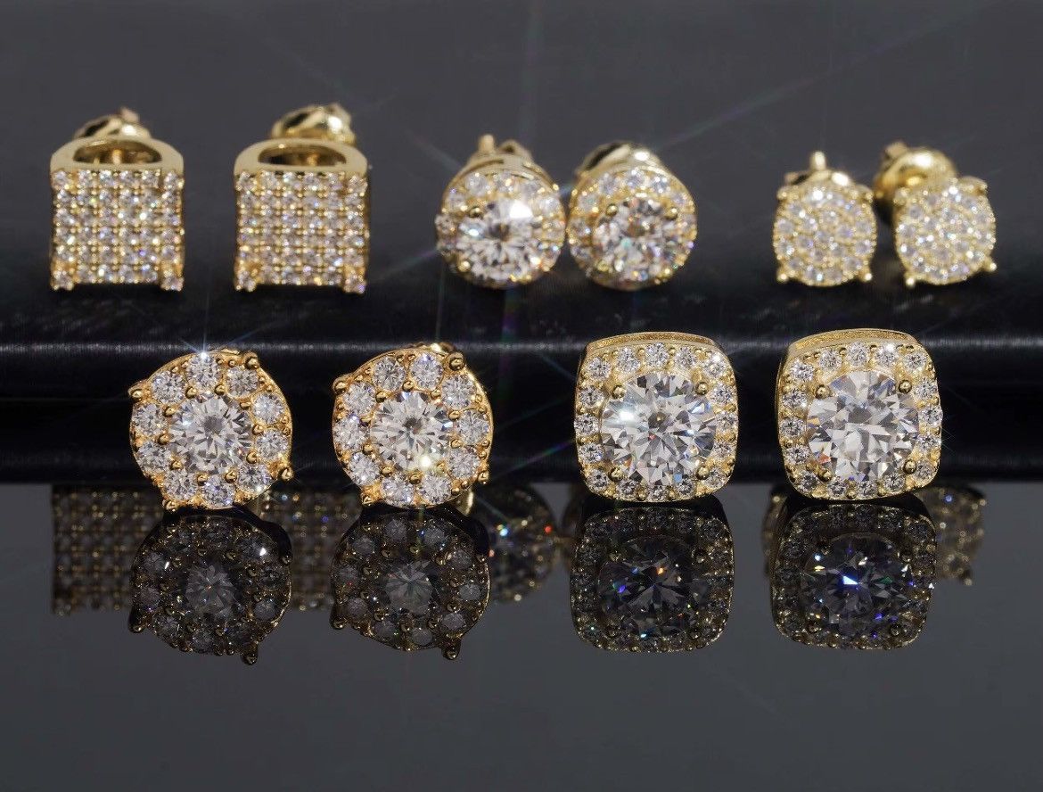 Other Iced Out 8mm Moissanite Earrings Size ONE SIZE - 4 Thumbnail