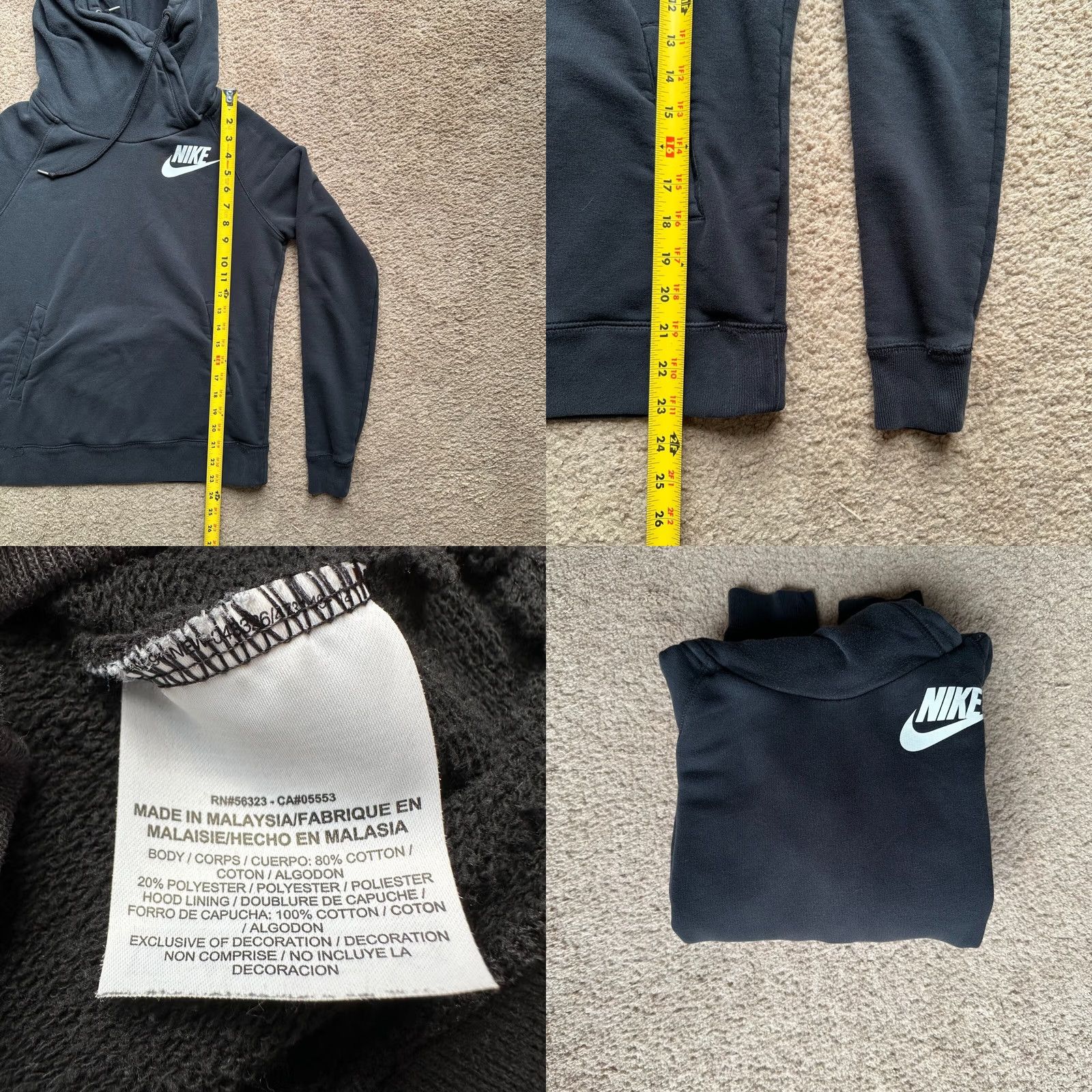 Nike Nike Hoodie Sweatshirt Womens Medium Pullover High Neck Black Pockets Size M / US 6-8 / IT 42-44 - 8 Thumbnail