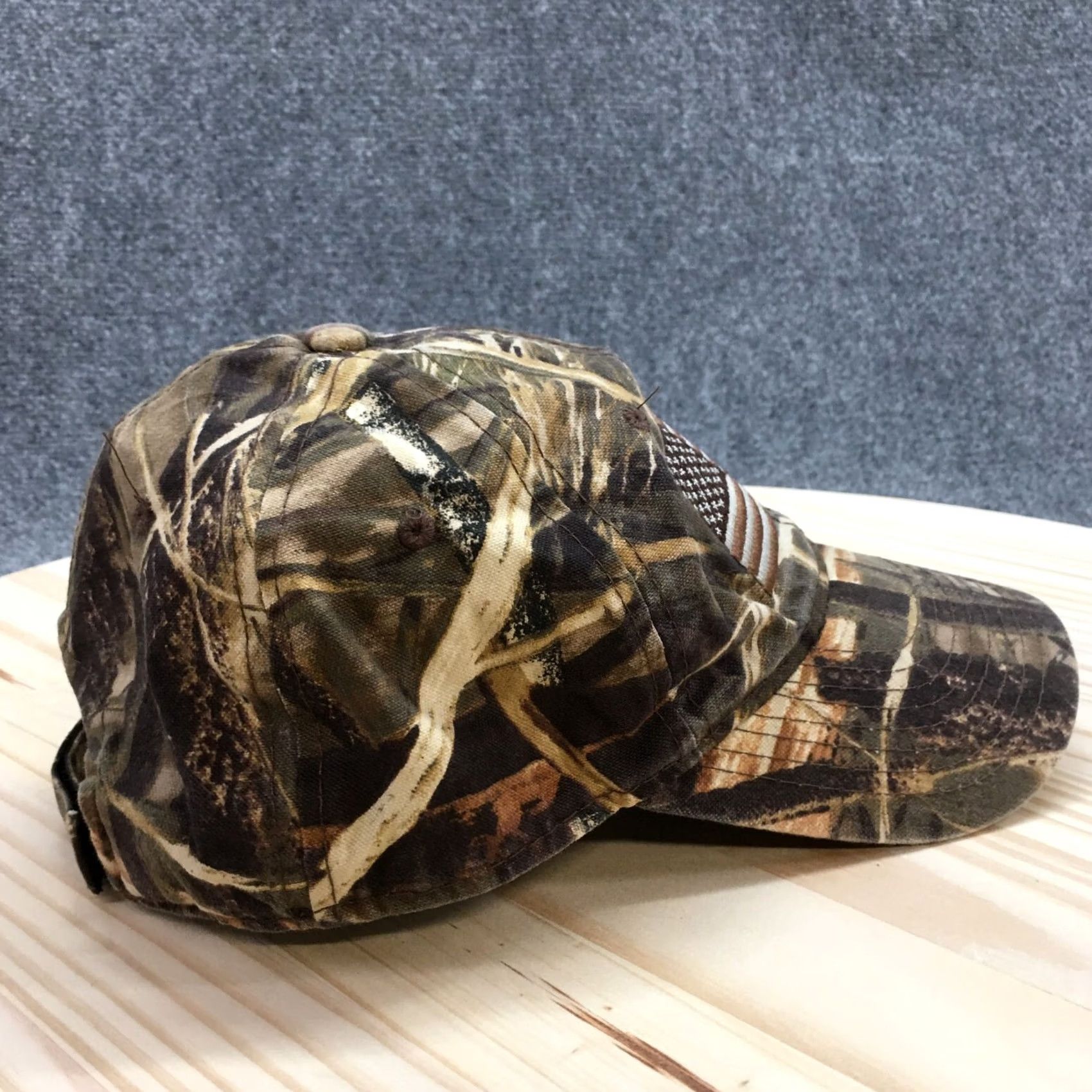 Vintage Outdoor America Flag Baseball Cap Hat Mens Brown Camo OS Adjustable Curved Brim Size ONE SIZE - 6 Thumbnail