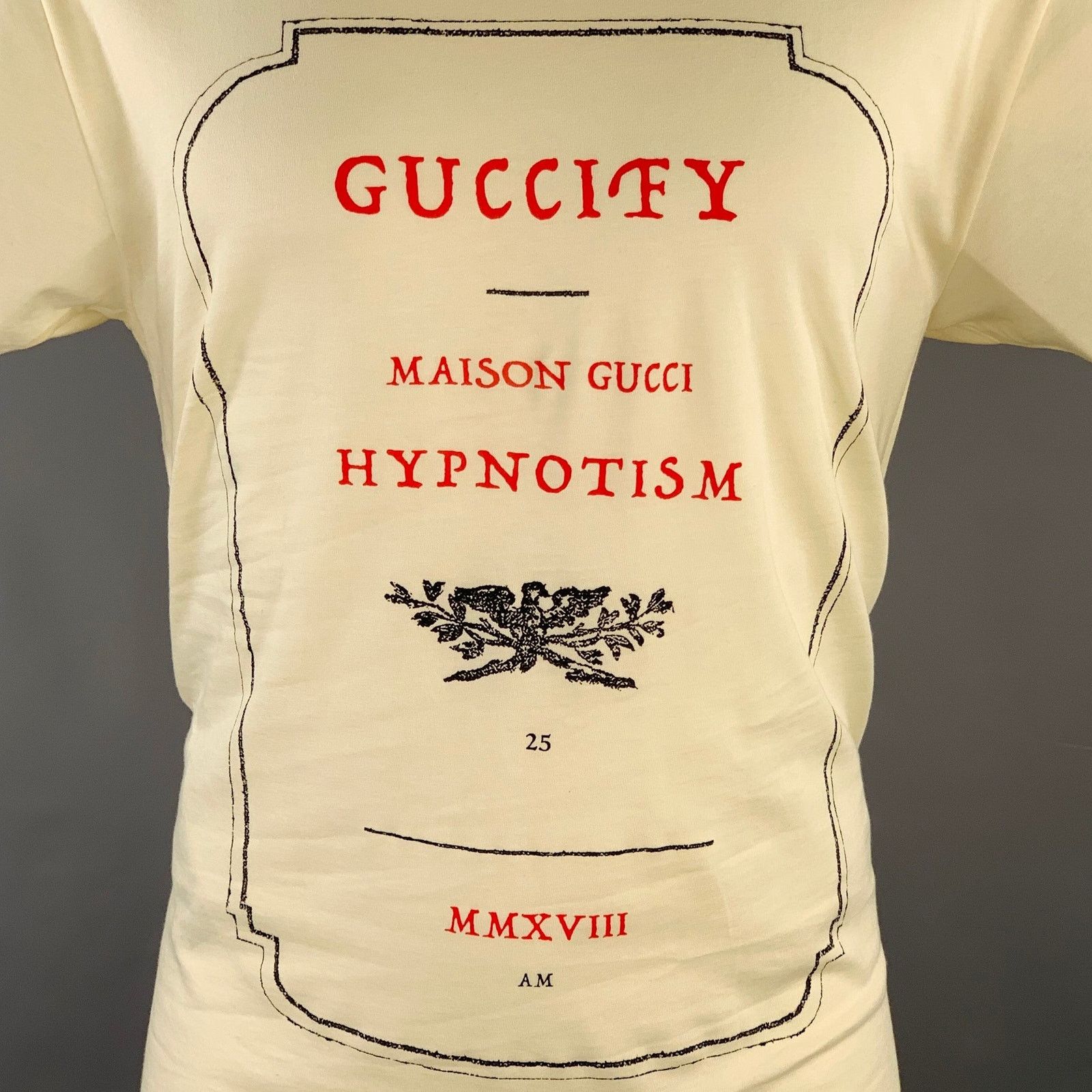 Gucci Guccify Hypnotism Cream Red Black Print Cotton Crew Neck Size US S / EU 44-46 / 1 - 2 Thumbnail