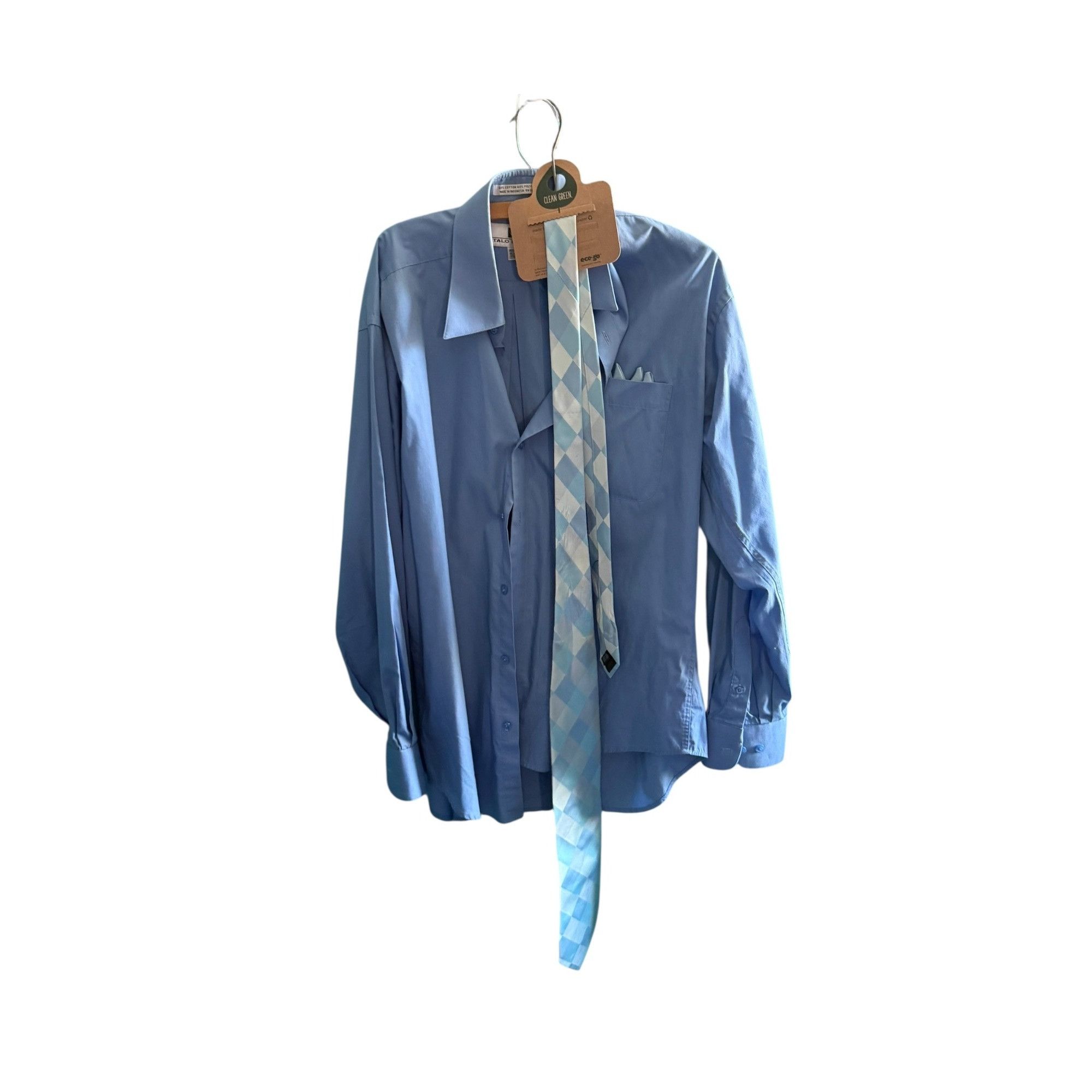 Other Italo Mondo Men’s Dress Shirt – Size 15.5 – Light Blue w/ Di Size 38R - 1 Thumbnail