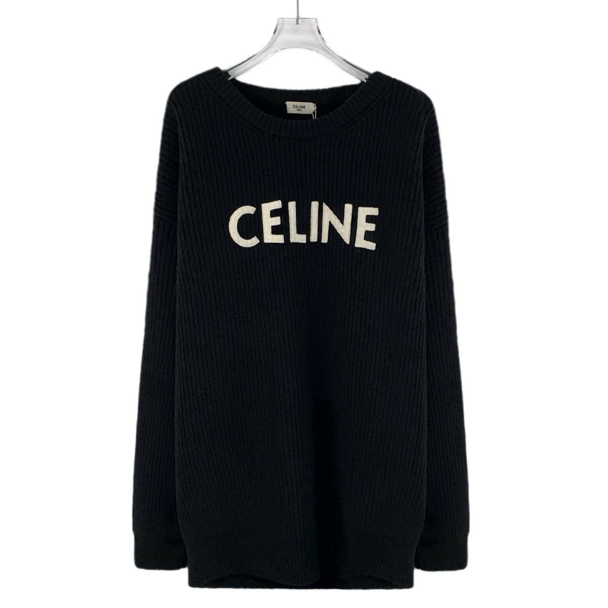 Celine Celine Black Logo Embroidered Wool Knit Sweater K26WX Size US M / EU 48-50 / 2 - 1 Thumbnail