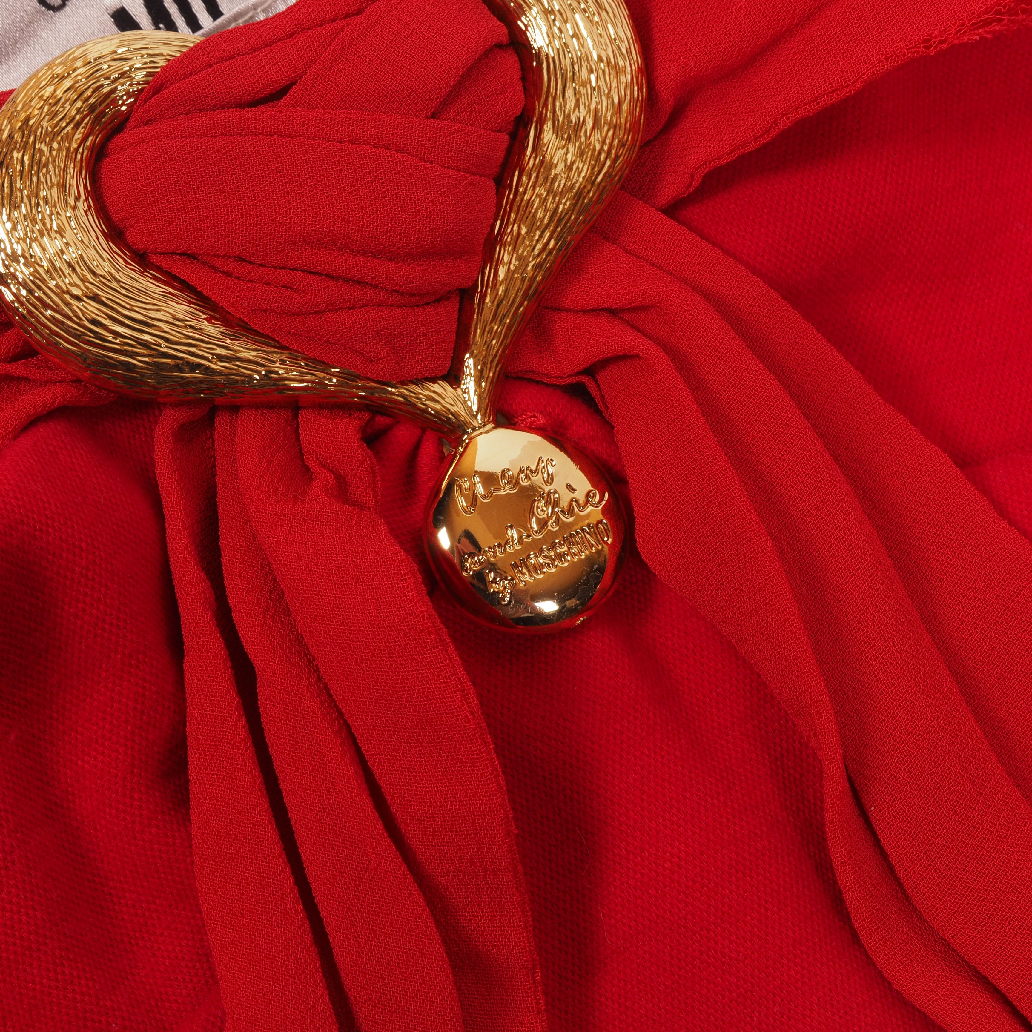 Moschino Moschino Cheap & Chic Vintage Red Bodysuit Gold Heart Detail Size S / US 4 / IT 40 - 10 Thumbnail