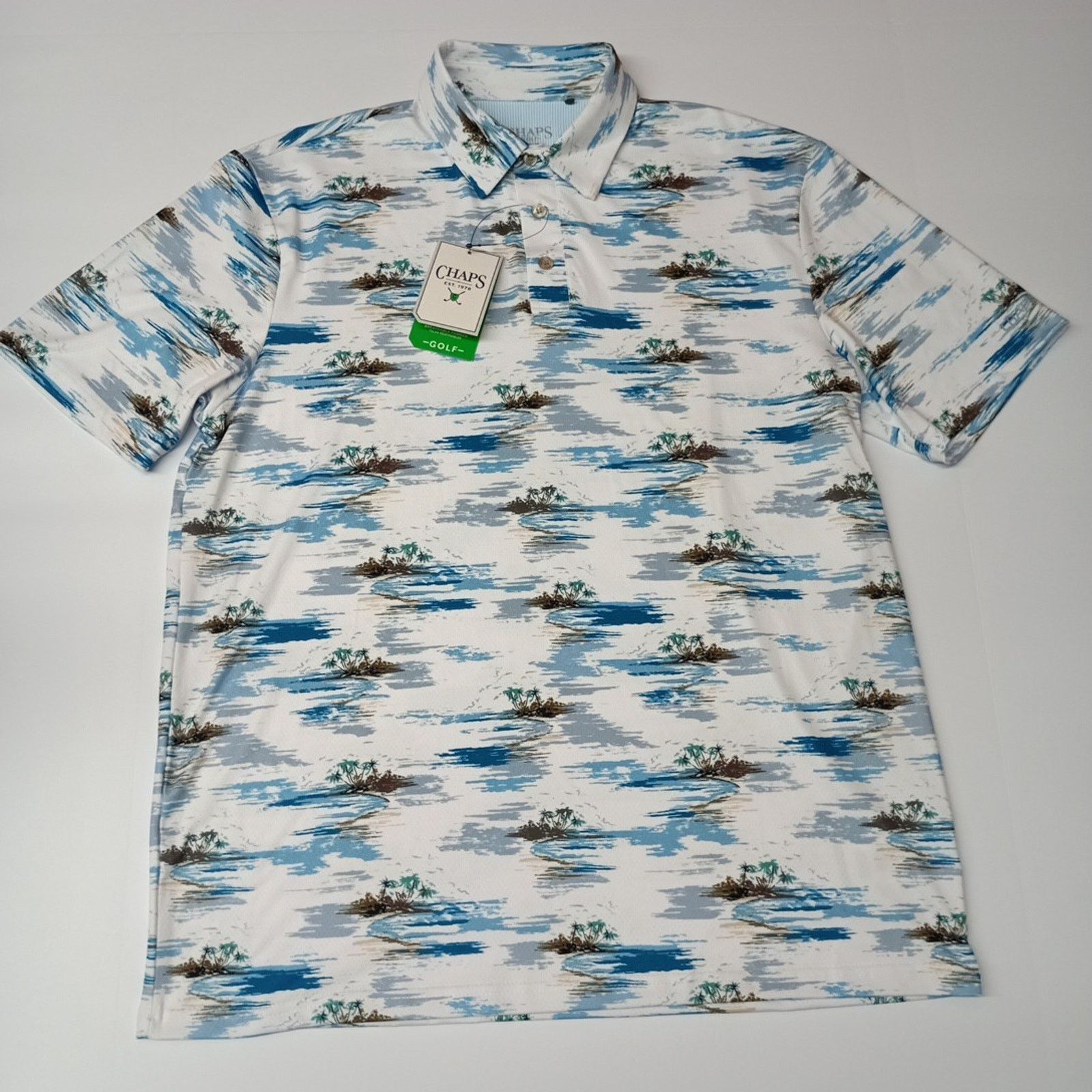 Chaps Chaps Printed Golf Polo Shirt Men's Size M White Stretch Size US M / EU 48-50 / 2 - 1 Thumbnail