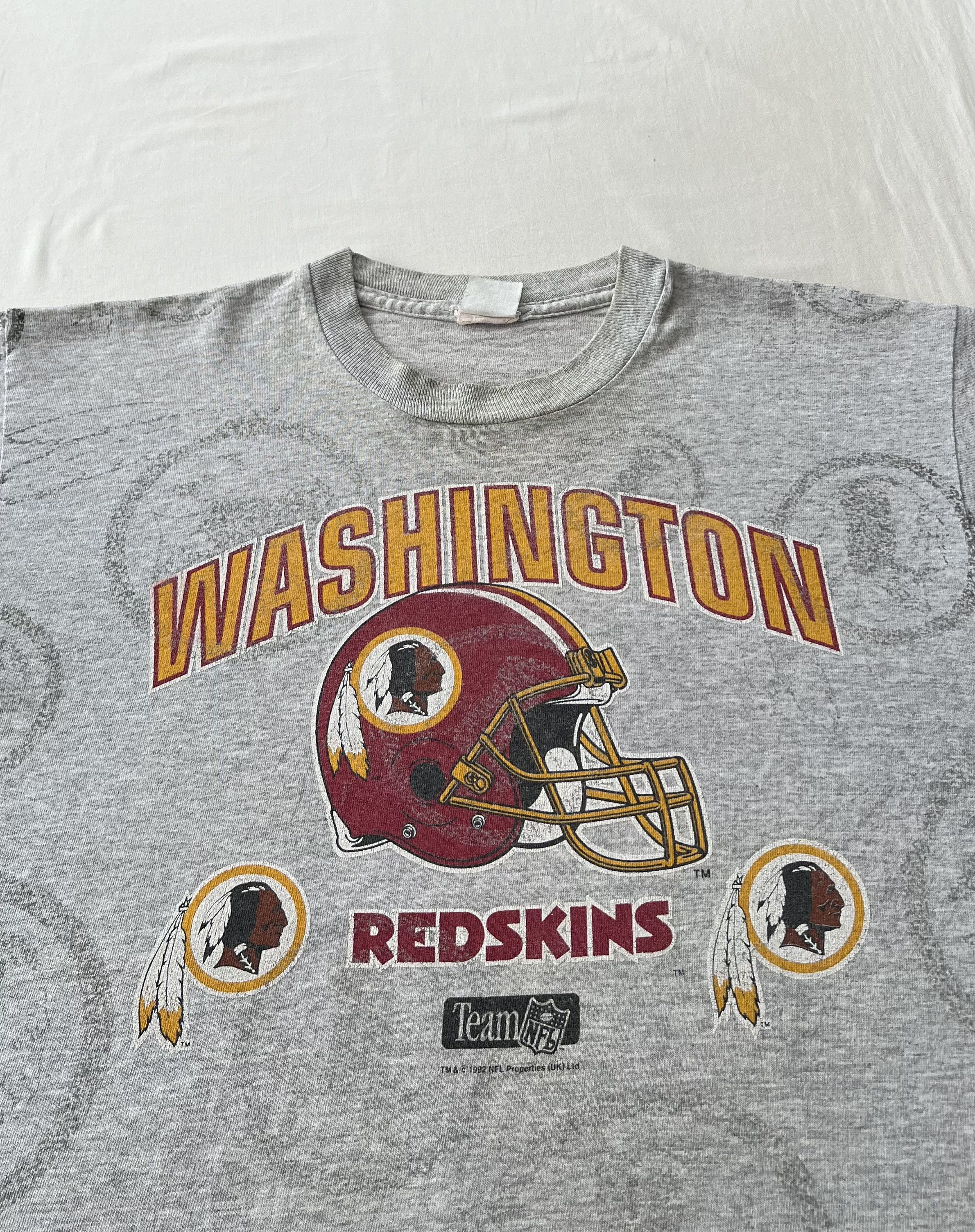 NFL Vintage 1992 Washington Redskins NFL AOP Gray T-shirt Size US L / EU 52-54 / 3 - 4 Thumbnail