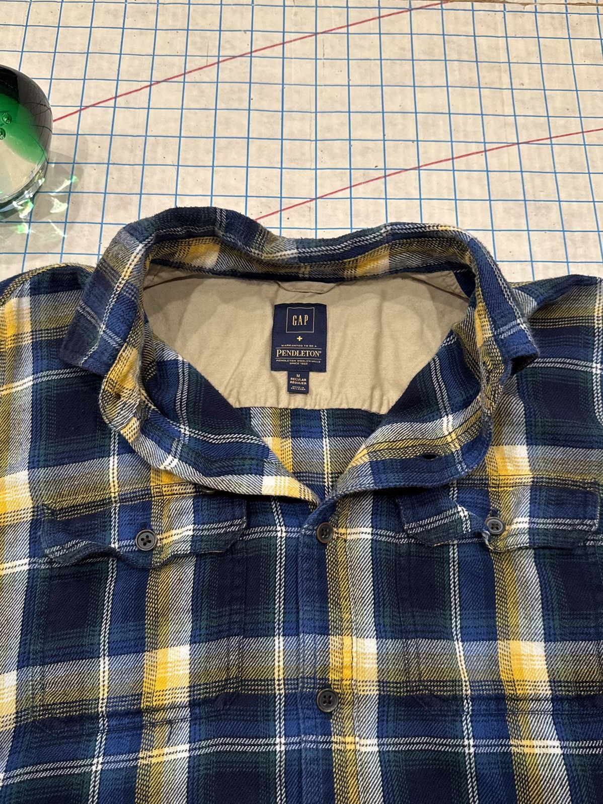 Pendleton Gap x Pendleton Plaid Button Up Shirt Blue and Yellow Medium Size US M / EU 48-50 / 2 - 4 Thumbnail