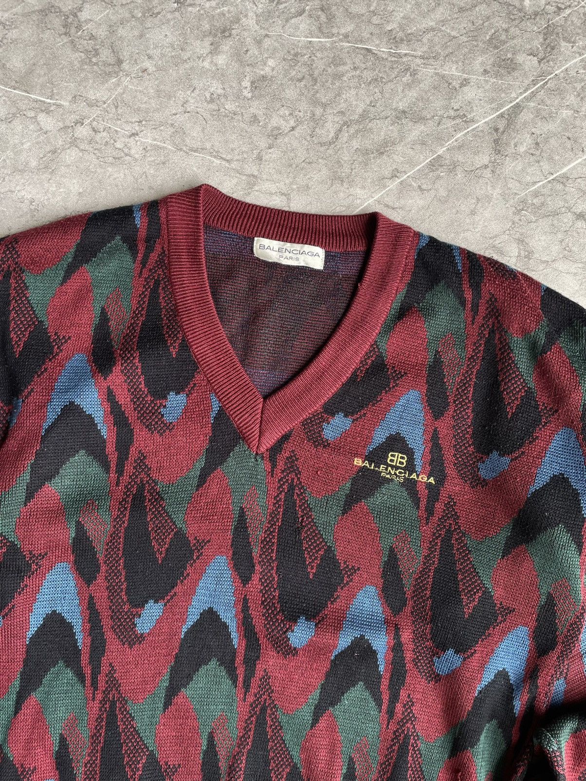 Balenciaga Balenciaga V neck Multicolor Knitwear Size US M / EU 48-50 / 2 - 3 Thumbnail
