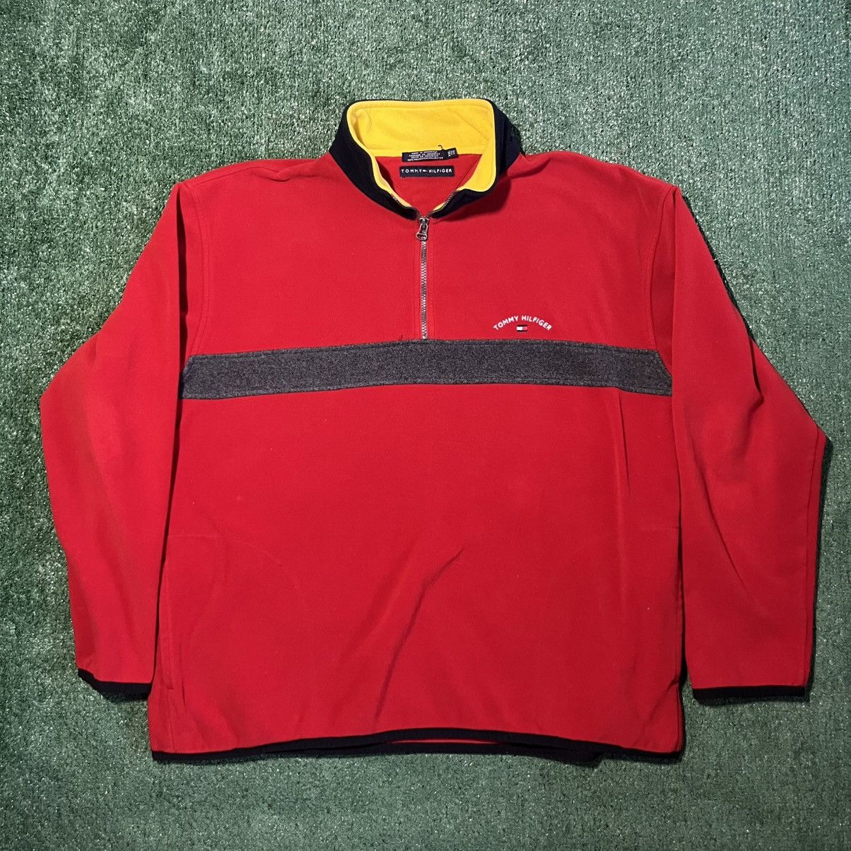 Tommy Hilfiger Vintage Fleece Red Tommy Hilfiger Collared Pullover Jacket Size US XXL / EU 58 / 5 - 1 Thumbnail