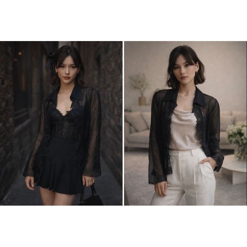 Other Vintage Y2K Sheer Black Embroidered Jacket XS Whimsygoth Fai Size XS / US 0-2 / IT 36-38 - 1 Thumbnail