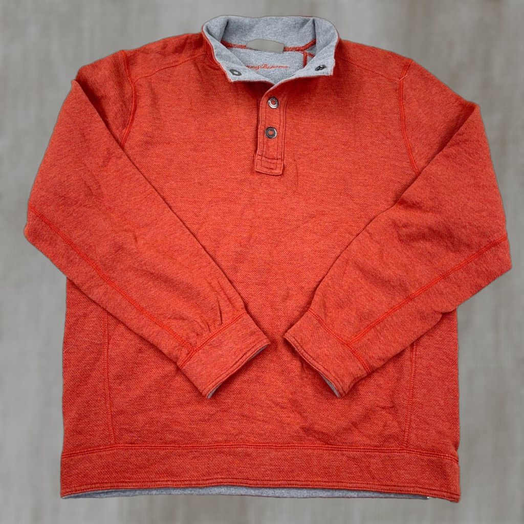 Tommy Bahama Tommy Bahama Sweater Men L Orange Gray Pullover 1/4 Zip Reversible Knit Size US L / EU 52-54 / 3 - 1 Thumbnail