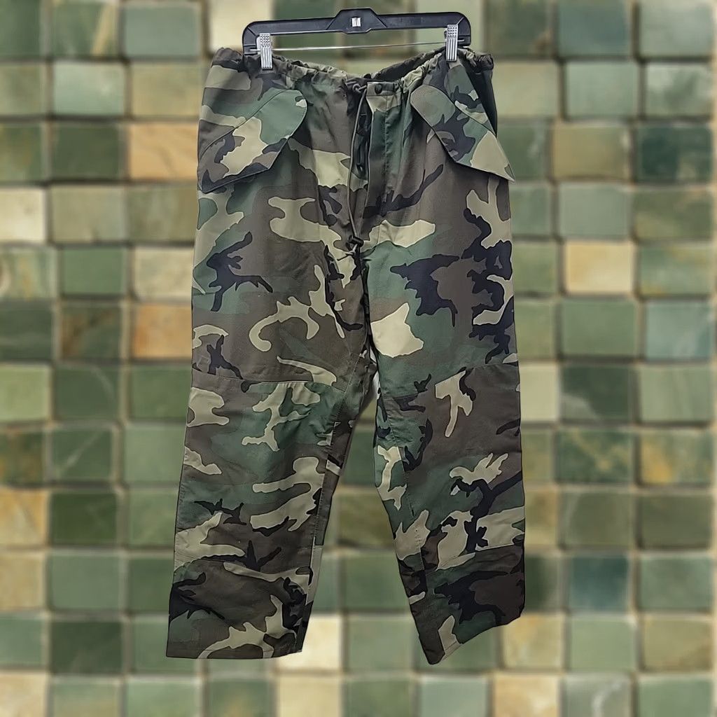 Vintage Federal Prison Industries US Military Camouflage Rain Pants XL Regular Size US 36 / EU 52 - 1 Thumbnail