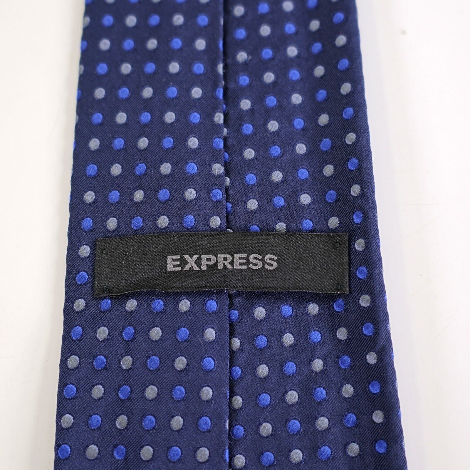 Express Express Blue Polka Dot Woven Italian Silk Tie Size ONE SIZE - 3 Thumbnail