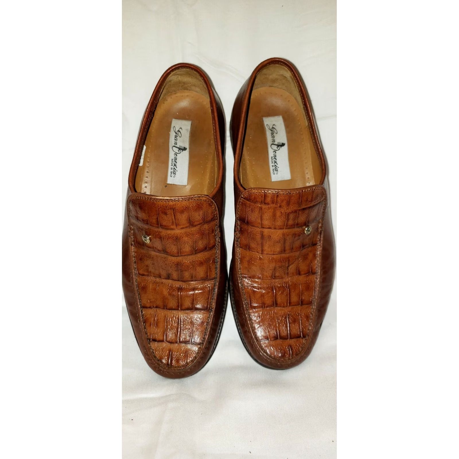 Vintage Gran Denexia Men’s Loafer 7.5M Brown Leather Alligator Apron Toe Dress Shoes Mens Brown Alligator Apron Toe Size US 8 / EU 41 - 3 Thumbnail