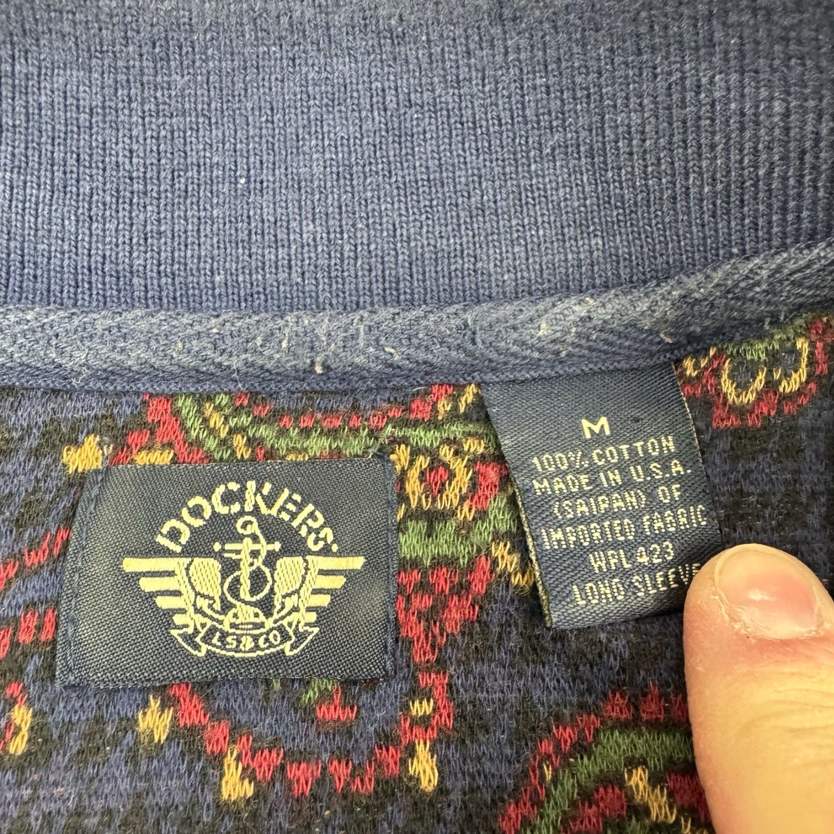 Dockers VINTAGE Dockers Long Sleeve Polo Men M Paisley Blue 90s Classic"} Size US M / EU 48-50 / 2 - 2 Thumbnail