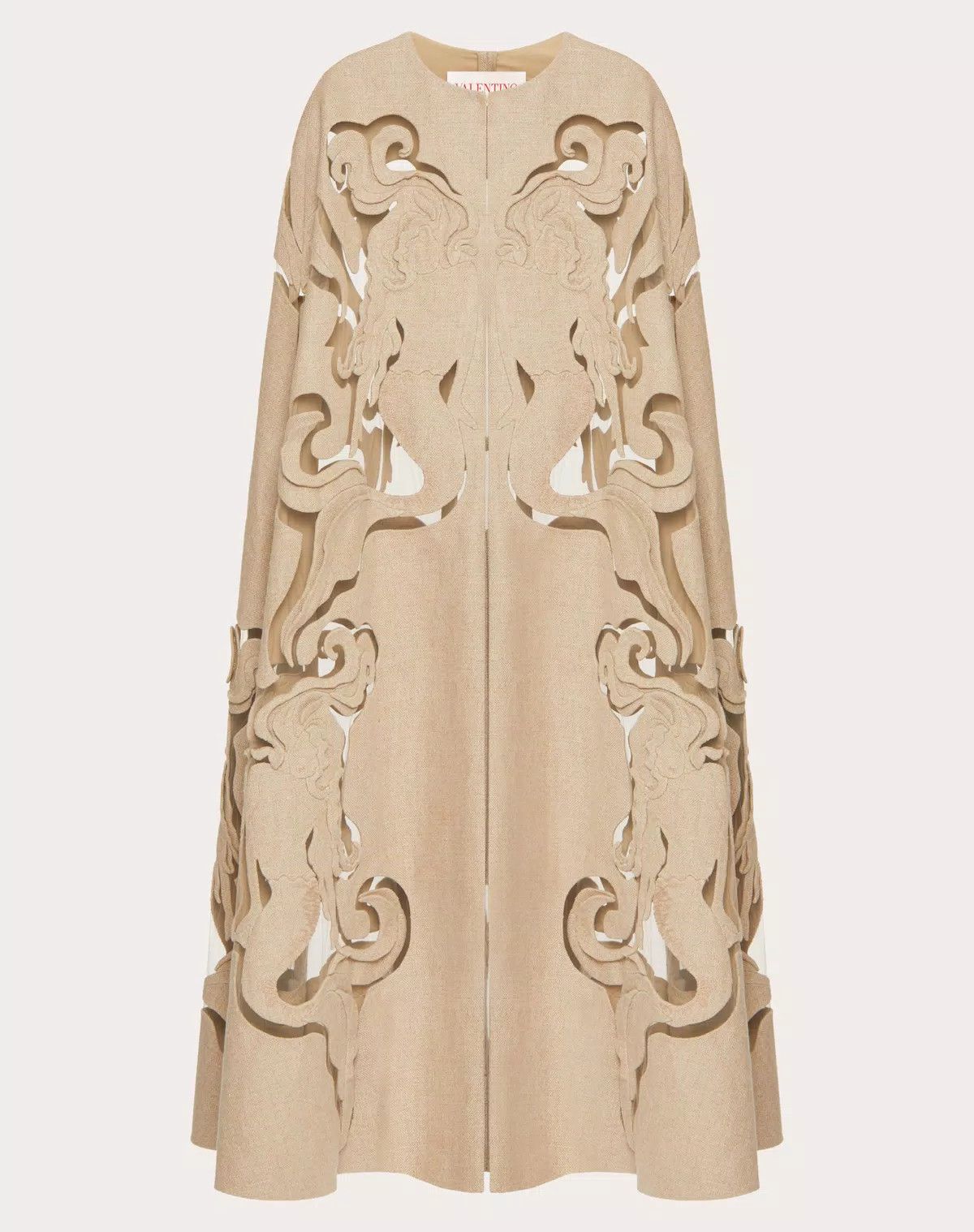 Valentino o1s1wg110426 Embroidered Linen Canvas Cape in Beige Size M / US 6-8 / IT 42-44 - 1 Thumbnail
