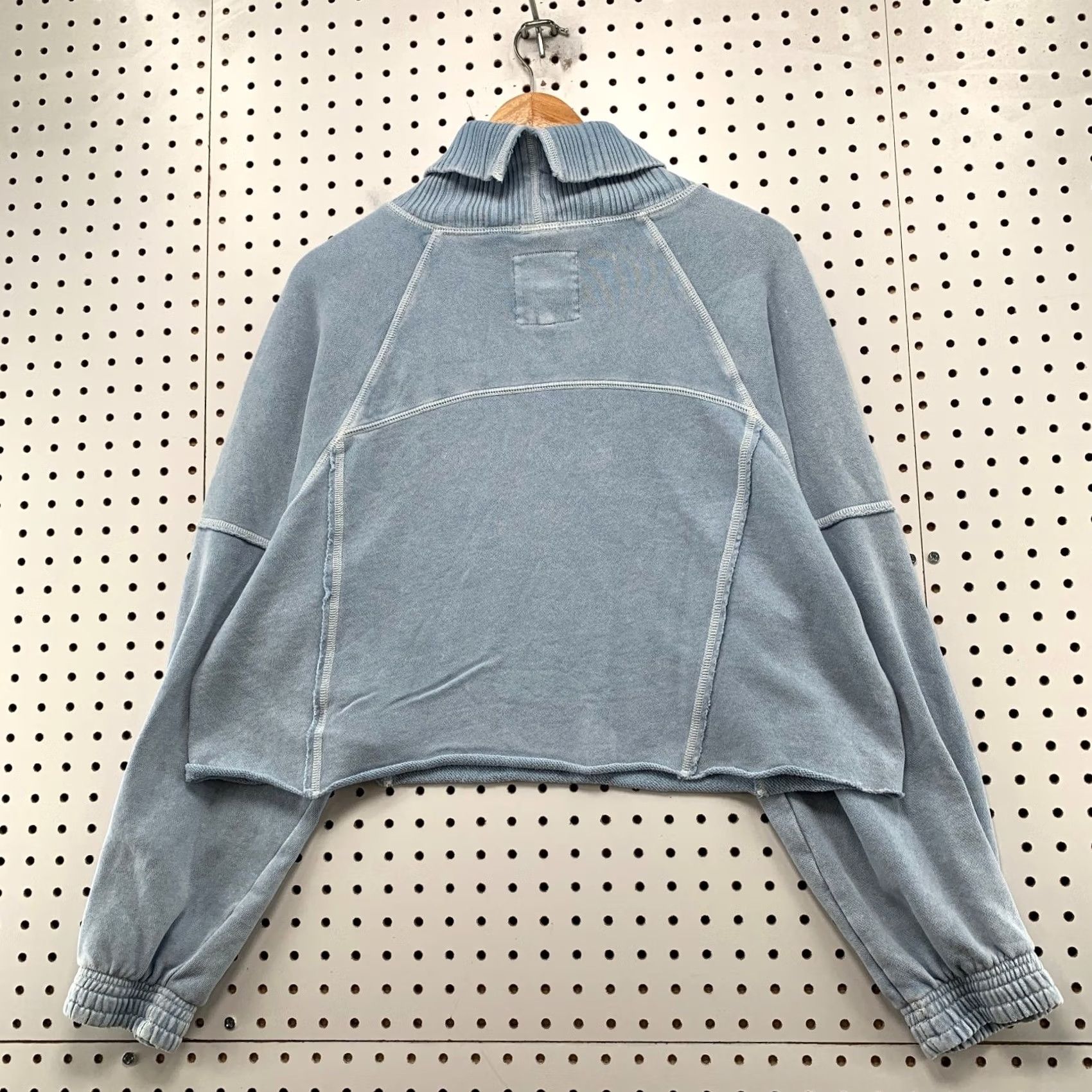 Vintage Aerie Fleece Turtleneck Sweatshirt Womens M Blue Cropped Fleece Sweater Size M / US 6-8 / IT 42-44 - 2 Thumbnail