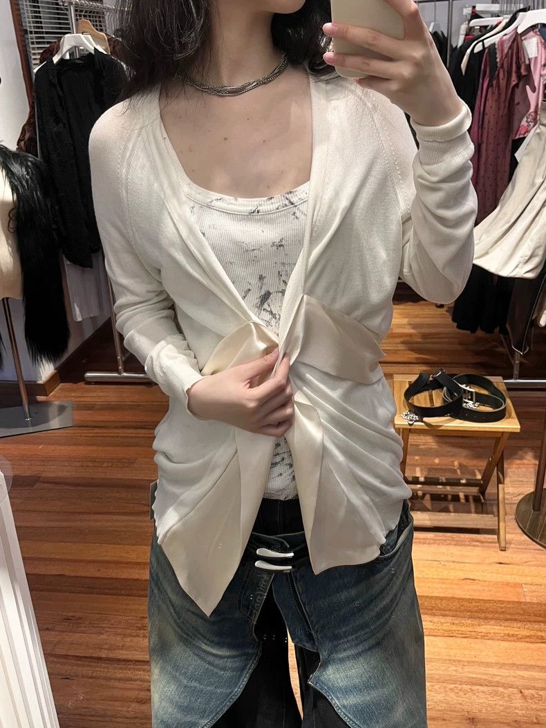 Maison Margiela Maison Margiela Silk stitching ribbon cardigan sweater Size S / US 4 / IT 40 - 5 Thumbnail
