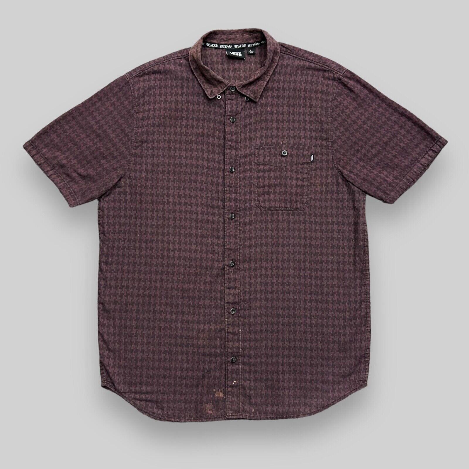 Vans Vans Houndstooth Shirt Button Up Cotton Blend Short Sleeve Size US L / EU 52-54 / 3 - 1 Thumbnail