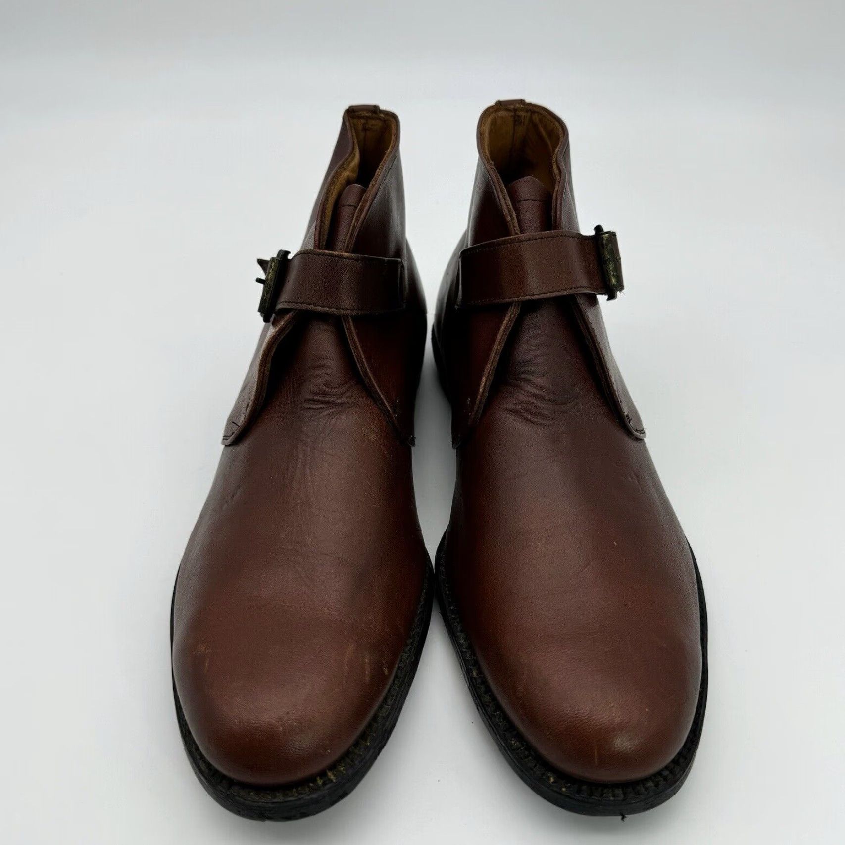 Vintage VINTAGE French Shriner Chukka Monk Boots - Single Strap Leather, 1967, Size US 13, Brown, Buckle Closures, Goodyear Welt, Men's Shoes Size US 13 / EU 46 - 2 Thumbnail
