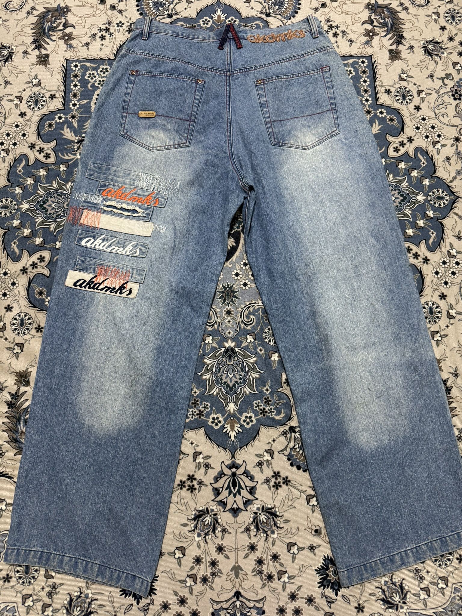 Akademiks × Menace Vintage Akademiks Patchwork Distressed Denim Baggy Loose Fit Size US 36 / EU 52 - 2 Thumbnail