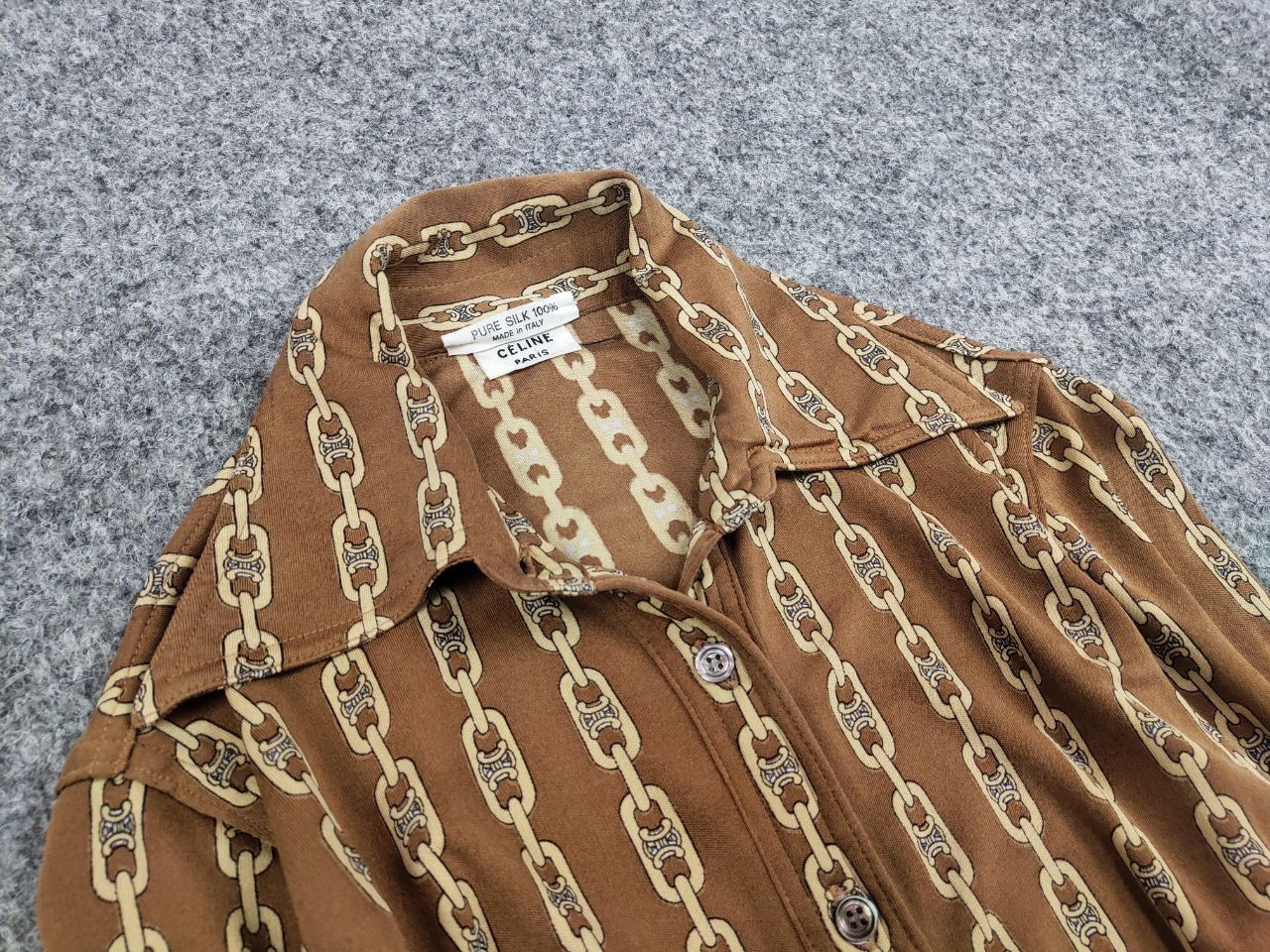Celine Vintage 70's Celine Pure Silk Monogram Logo Blouse Shirt Size M / US 6-8 / IT 42-44 - 11 Thumbnail