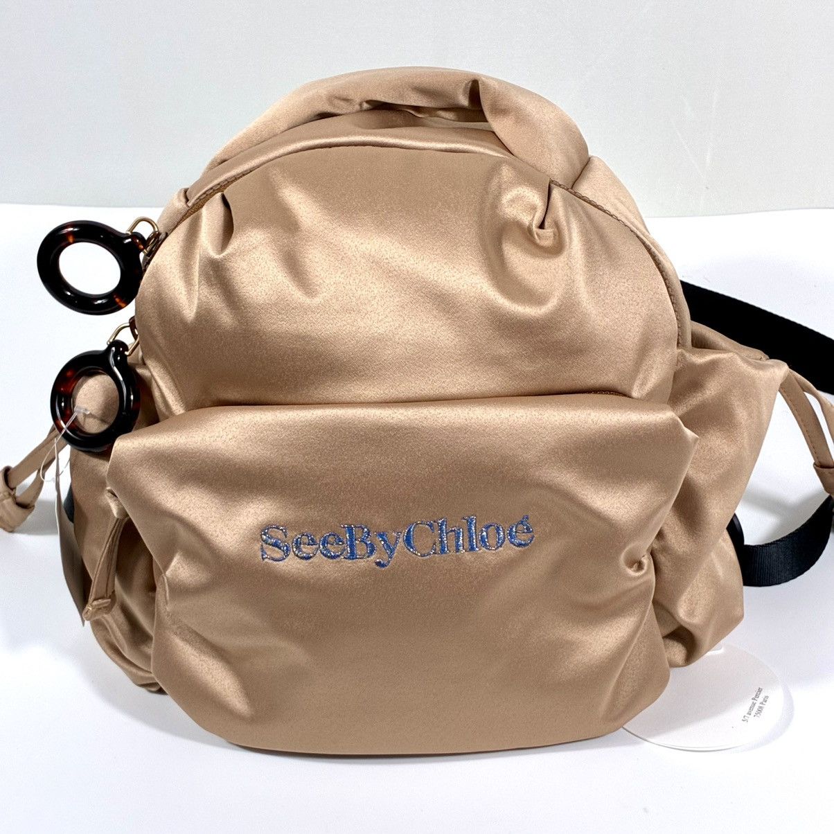 See by Chloe See by Chloe Tilly Satin Mini Backpack Biscotti Beige NWT Size ONE SIZE - 14 Thumbnail