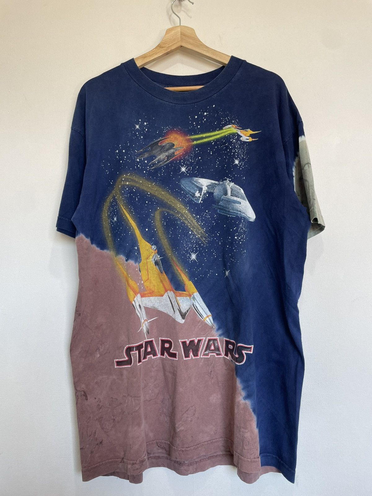 Star Wars Vintage Star Wars Episode 1 Naboo Fighter Tie Dye T Shirt Size US L / EU 52-54 / 3 - 2 Thumbnail