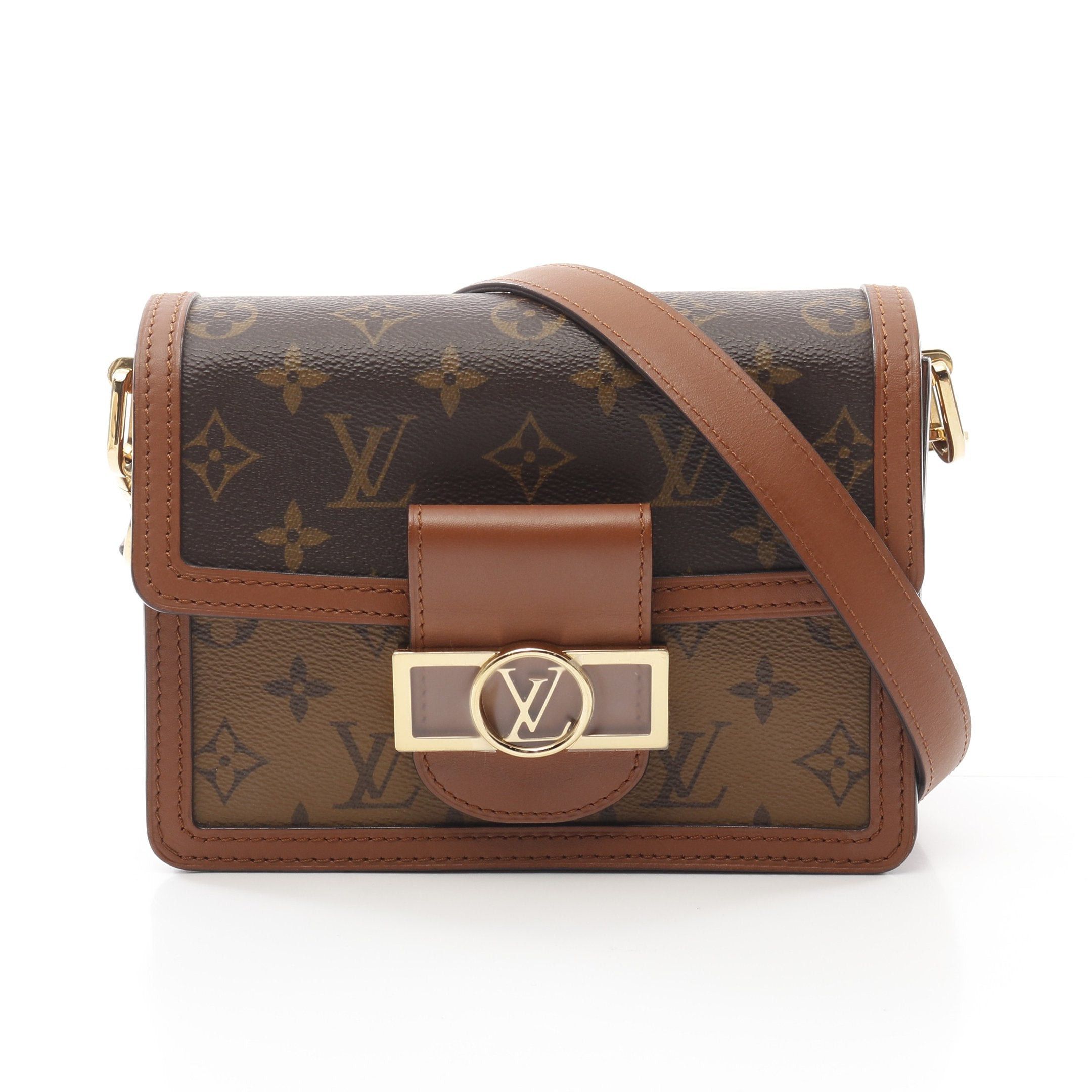 Louis Vuitton Louis Vuitton Dauphine Mini Monogram Reverse Shoulder Bag Leather Brown Beige Size ONE SIZE - 1 Thumbnail
