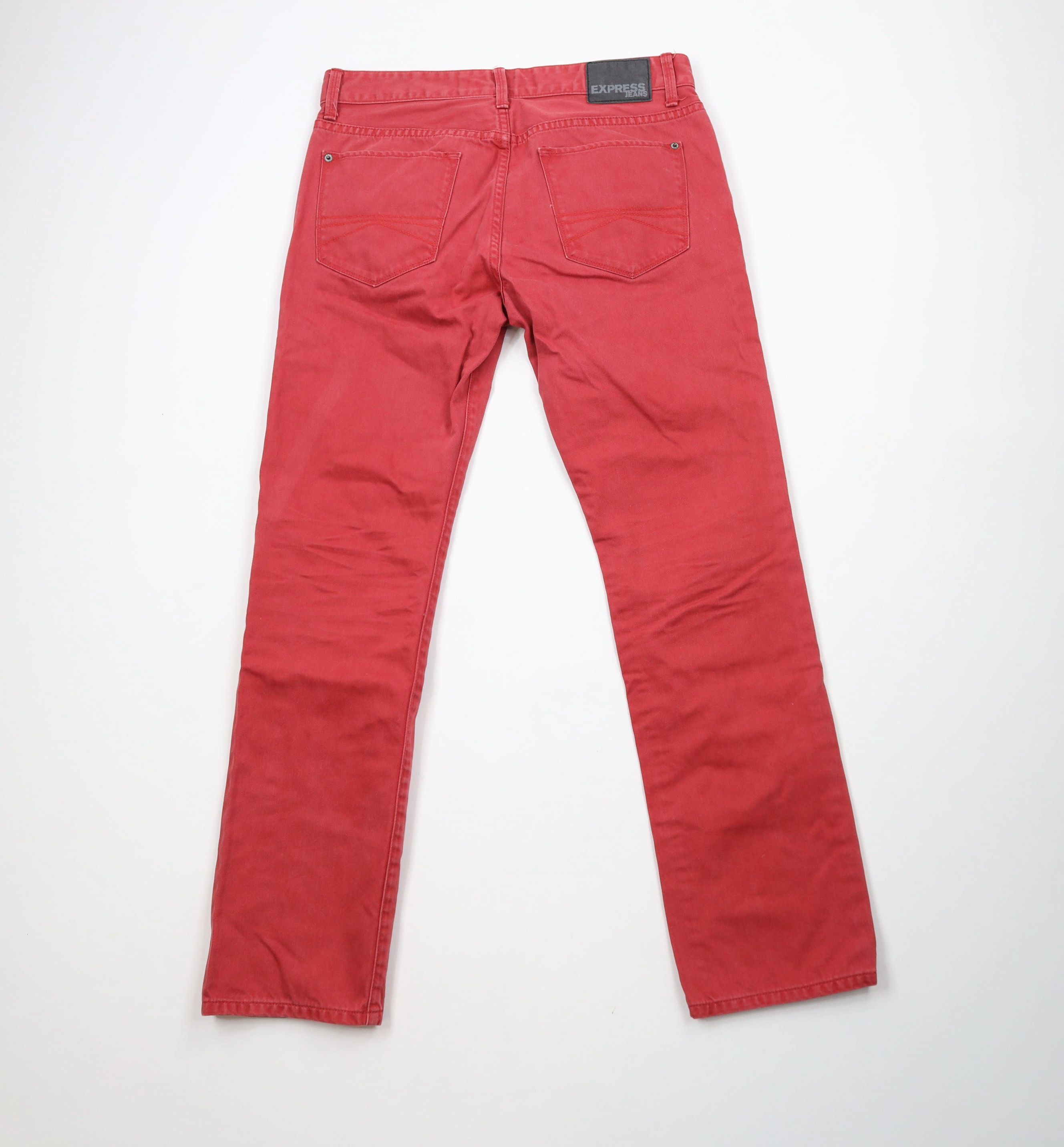 Express × Vintage Express Rocco Slim Fit Skinny Leg Denim Jeans Red Cotton Size US 32 / EU 48 - 8 Thumbnail