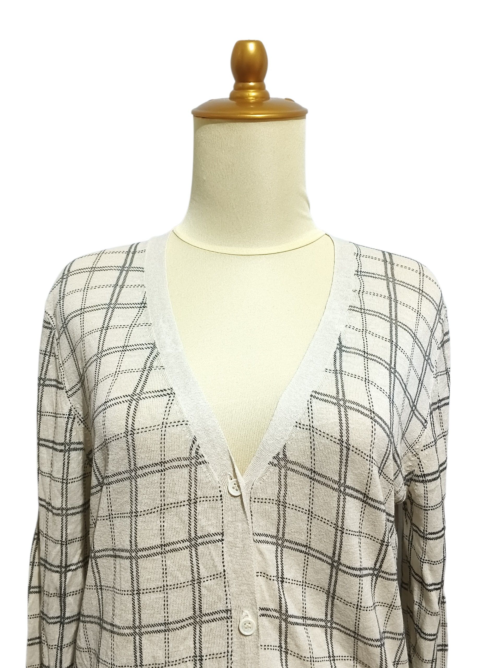 Max Mara 'Smax Mara Plaid Silk Cardigan Size S / US 4 / IT 40 - 2 Thumbnail
