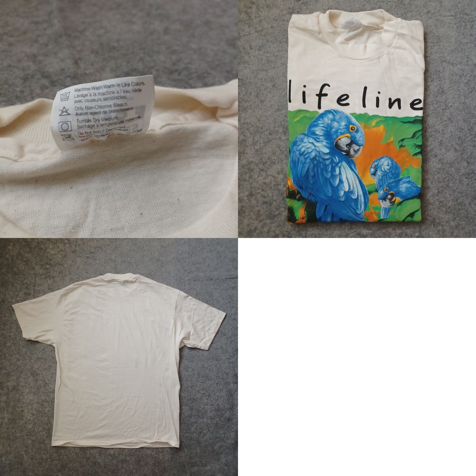 Hanes VINTAGE Hanes Lifeline T Shirt Mens XL Ivory Macaw Winterland 1992 Hanes Beefy-T Animals USA Shirt Mens XL Ivory Macaw 1990s Size US XL / EU 56 / 4 - 9 Thumbnail