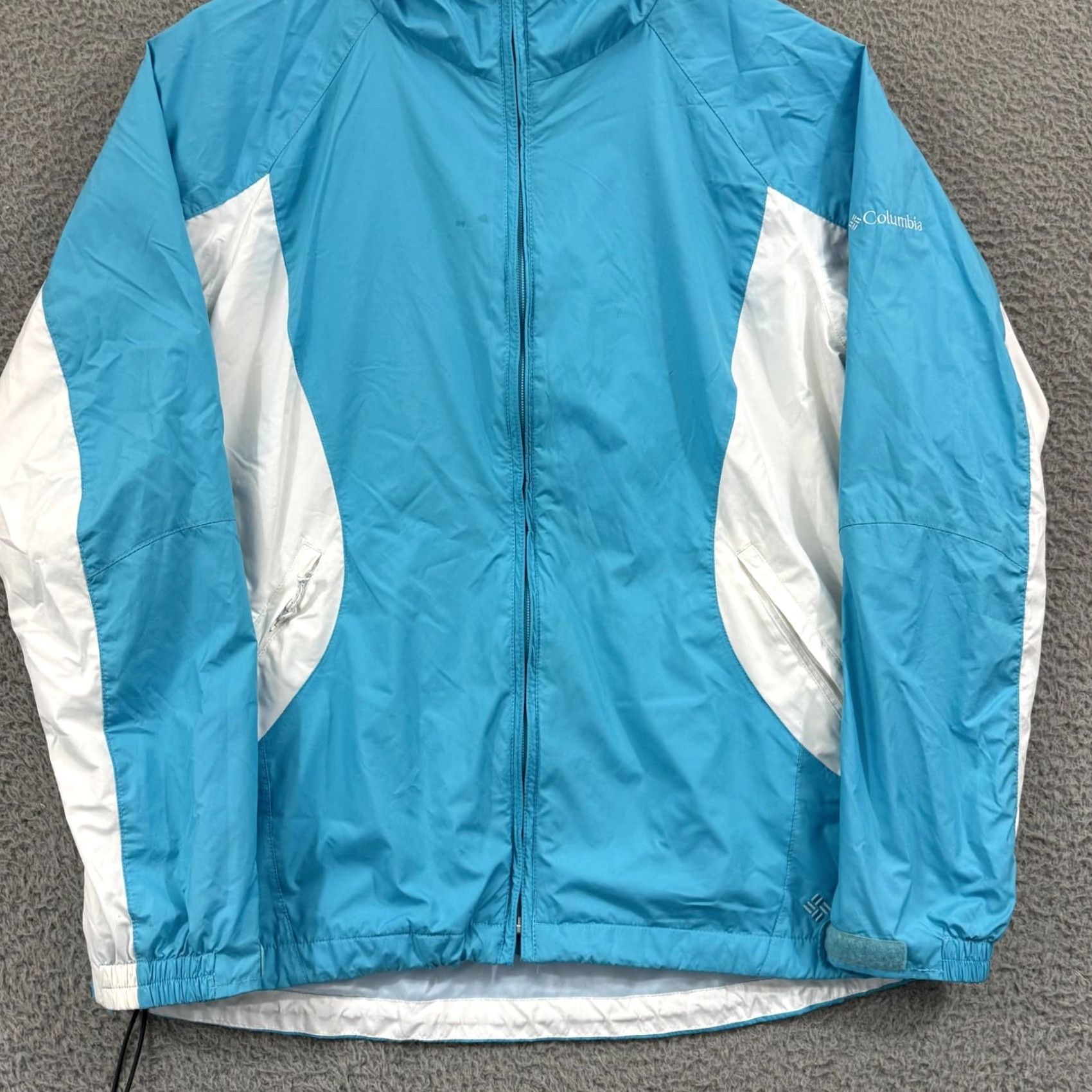 Vintage Columbia Windbreaker Jacket Womens Large Blue Lightweight Zip Up Hooded Size L / US 10 / IT 46 - 3 Thumbnail