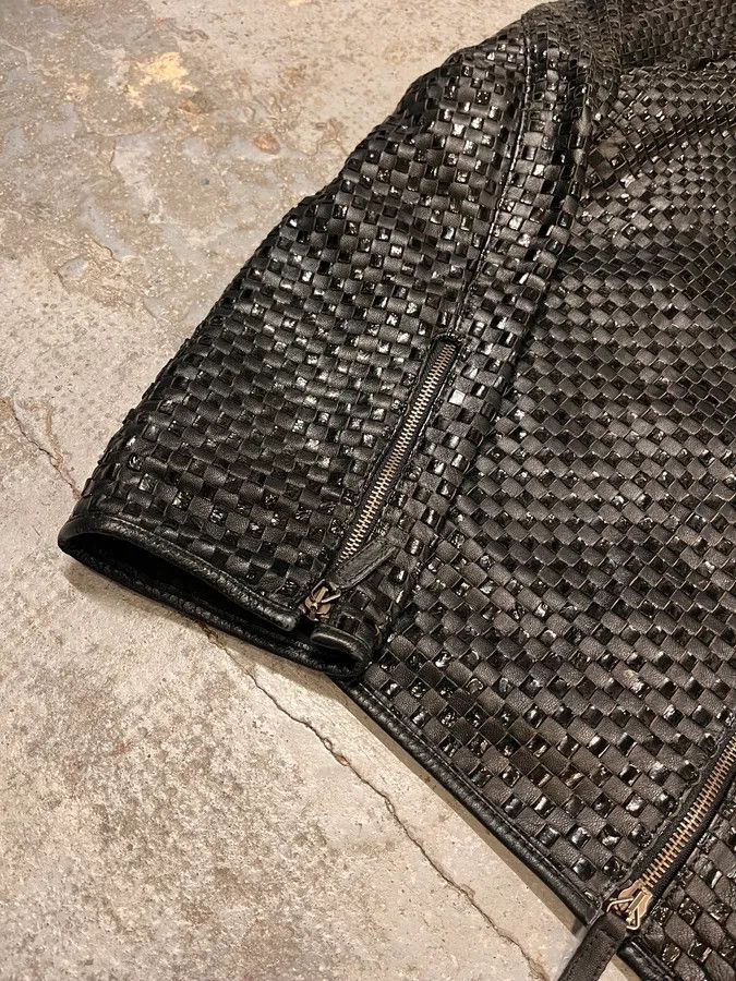 Emporio Armani SS2010 Emporio Armani Woven Gradient Black Leather Jacket Size US L / EU 52-54 / 3 - 6 Thumbnail
