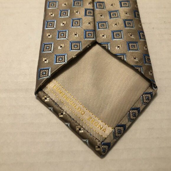 Ermenegildo Zegna ERMENEGILDO ZEGNA MEN'S NEW TAN 100%SILK TIE 3 1/2" X 59" Size ONE SIZE - 3 Thumbnail