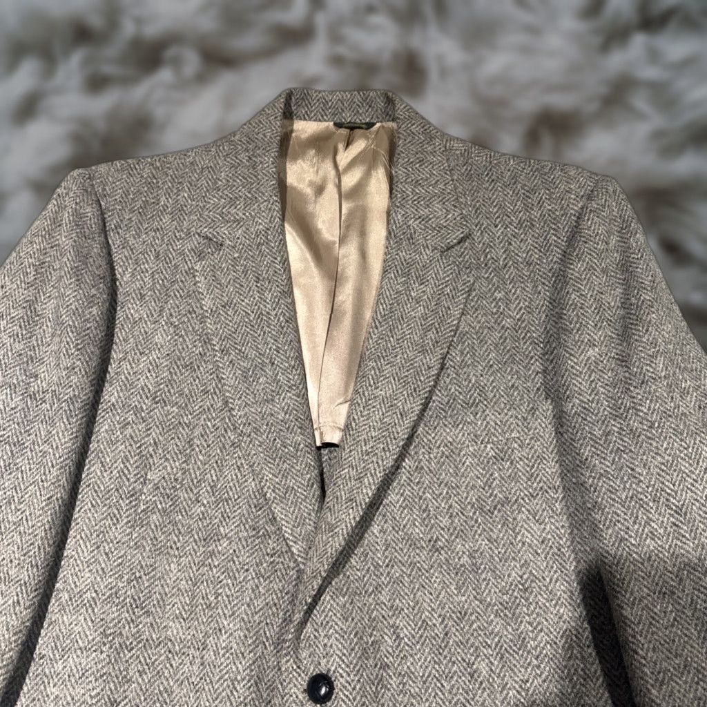 Harris Tweed VTG Harris Tweed Blazer Men's 46R Gray Scottish Wool Herringbone Sport Coat Size 46R - 1 Thumbnail