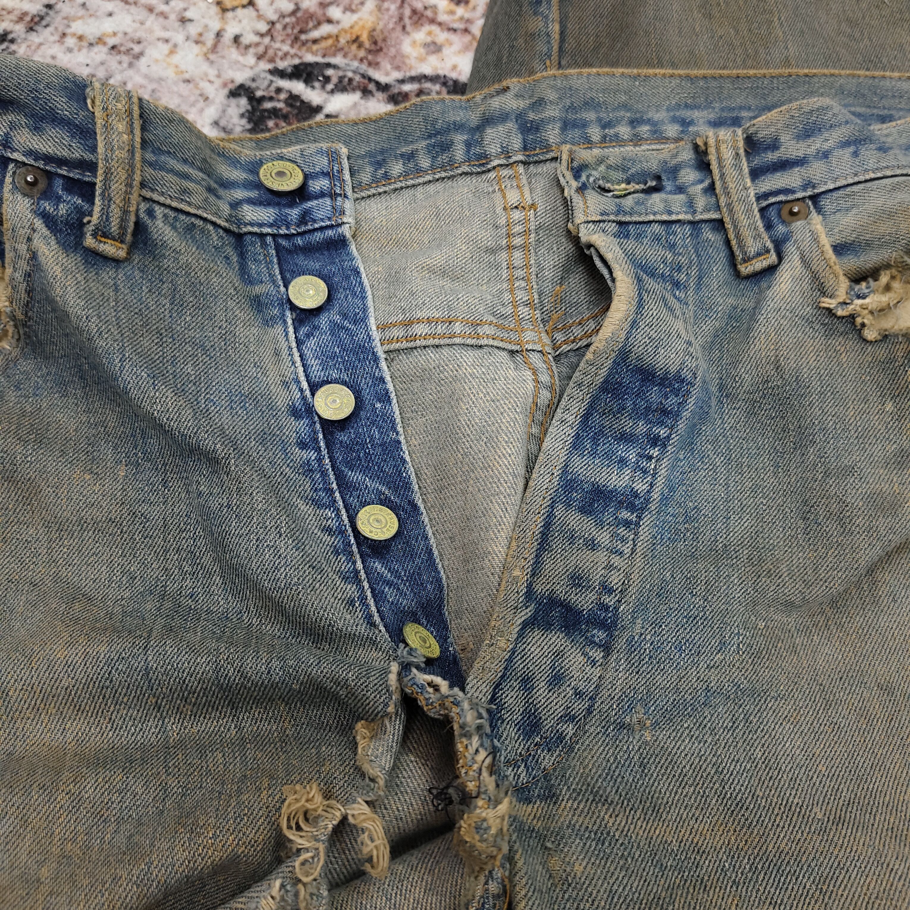 Levi's True Vintage 70s Levi's 501 Selvedge Distressed Ripped Jean Size US 34 / EU 50 - 13 Thumbnail