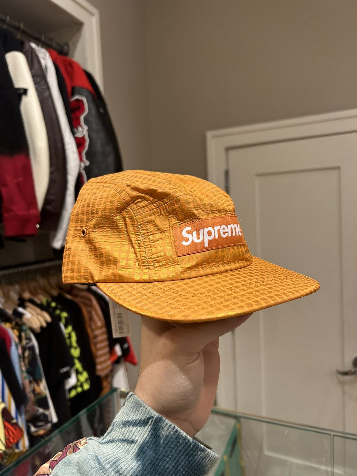 Supreme Supreme Orange Metallic Checkered Camp Cap Size ONE SIZE - 2 Thumbnail