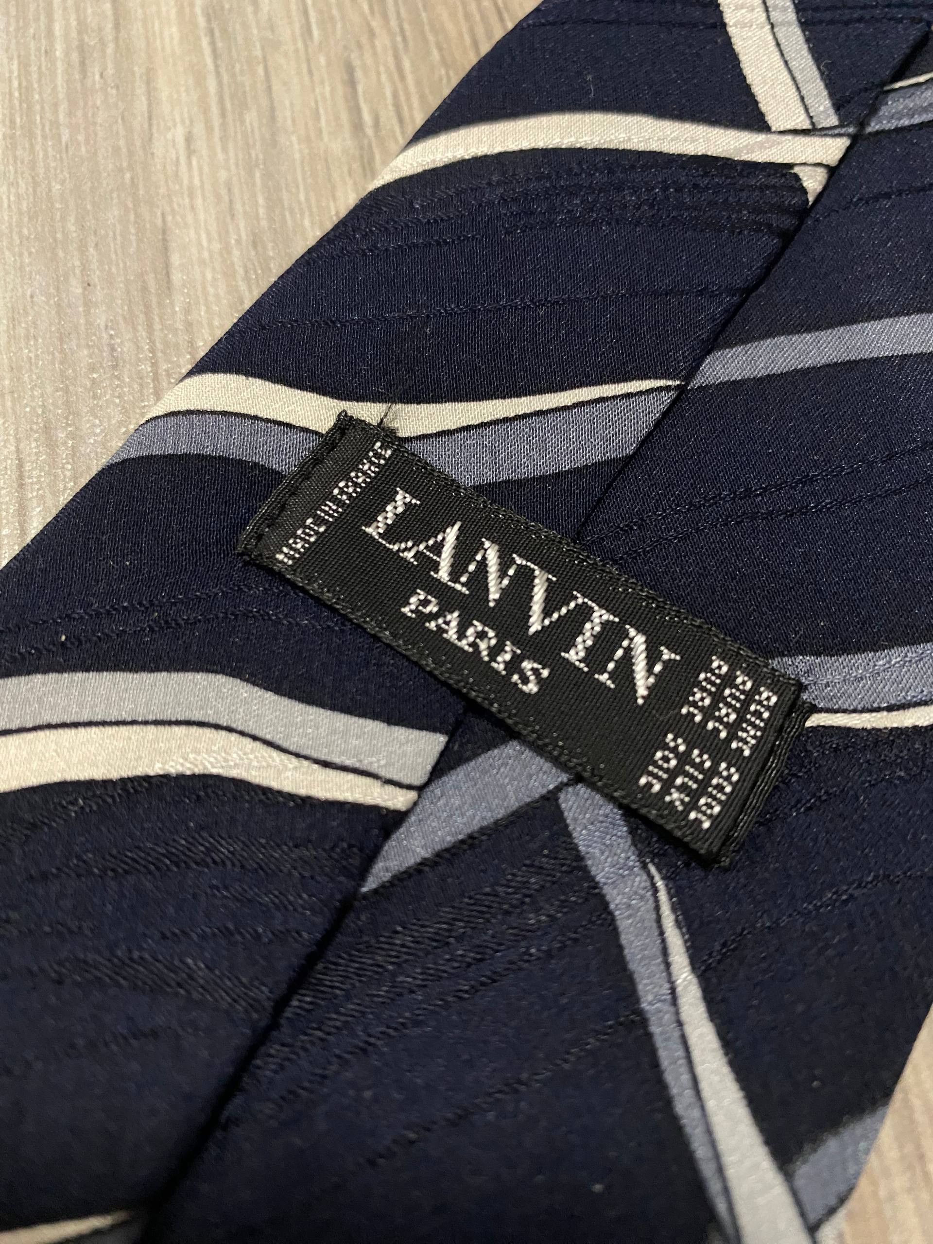 Lanvin Lanvin Paris Tie Stripes Monogram 100% Silk Made In France Size ONE SIZE - 3 Thumbnail