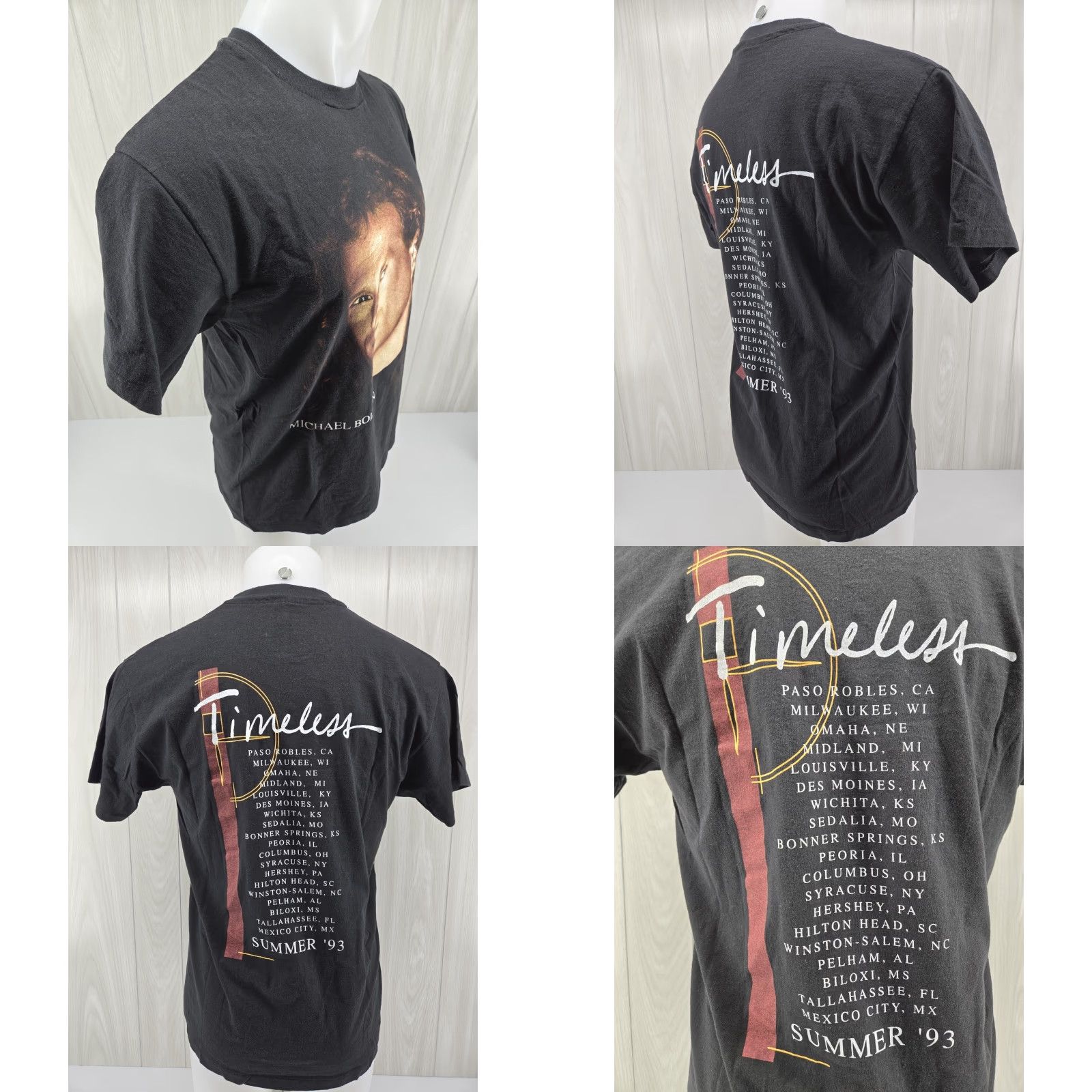 Hanes VINTAGE Michael Bolton 1993 Timeless Tour Shirt Large 90s Hanes Cotton T-Shirt Men Black Short Sleeve Graphic Print Size US L / EU 52-54 / 3 - 8 Thumbnail