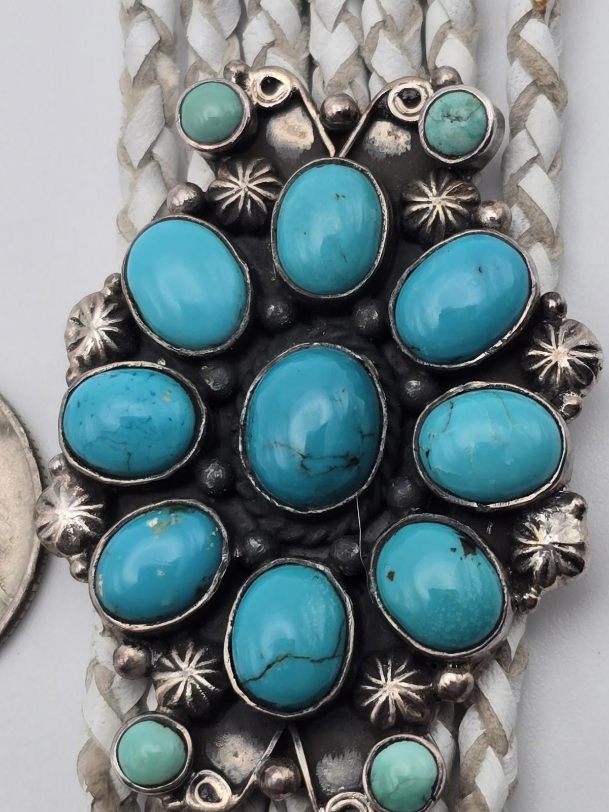 Chan Luu Chan Luu Sterling Silver, Turquoise Cluster Bracelet Leather Size ONE SIZE - 4 Thumbnail