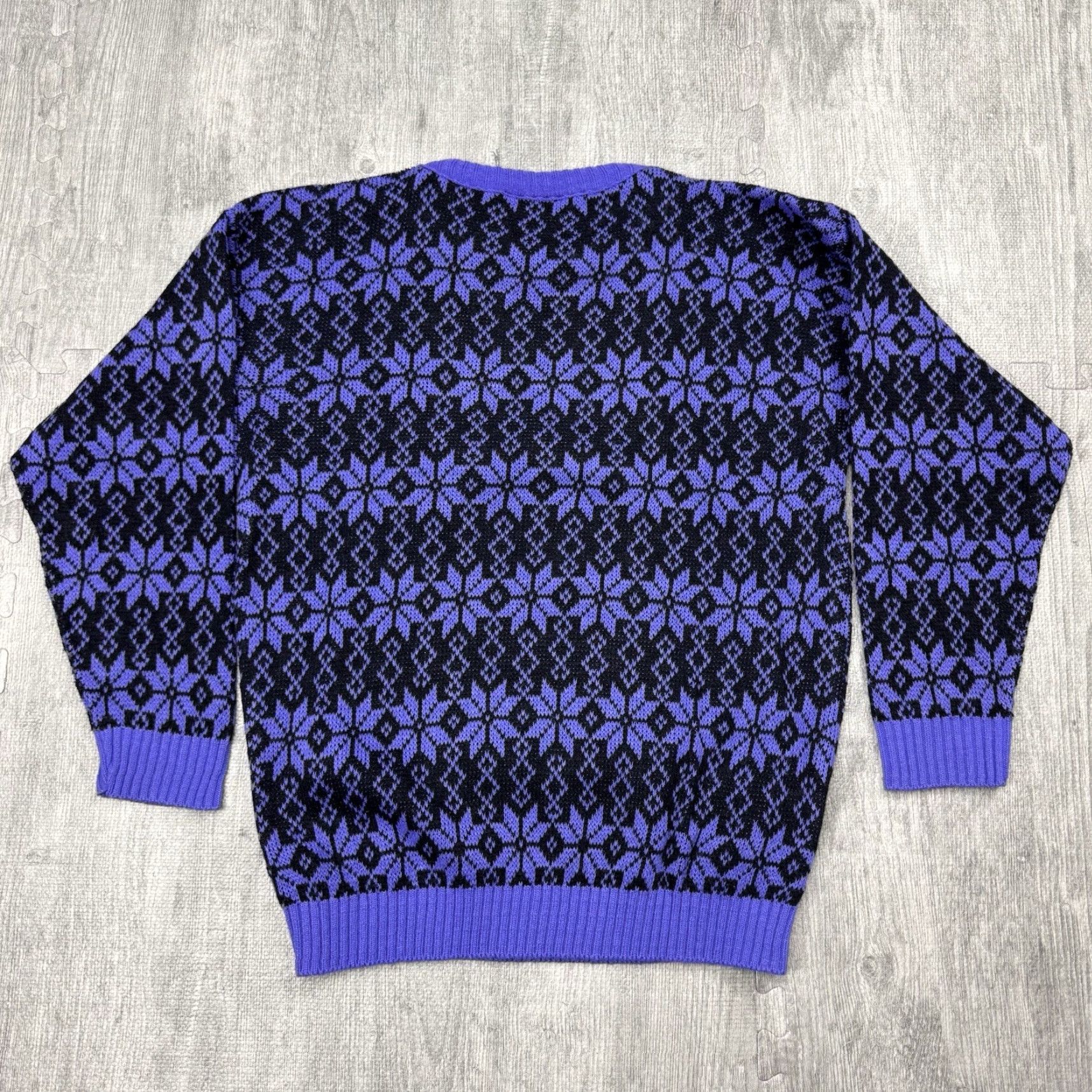 Vintage VINTAGE 80s JAMKNITS FAIR ISLE KNIT SWEATER WOMENS S PURPLE BLACK RETRO LONG SLEEVE Size S / US 4 / IT 40 - 5 Thumbnail