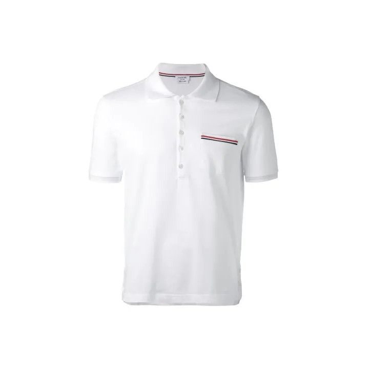 Thom Browne Thom Browne Classic White Men's Polo Shirt Size US M / EU 48-50 / 2 - 1 Thumbnail