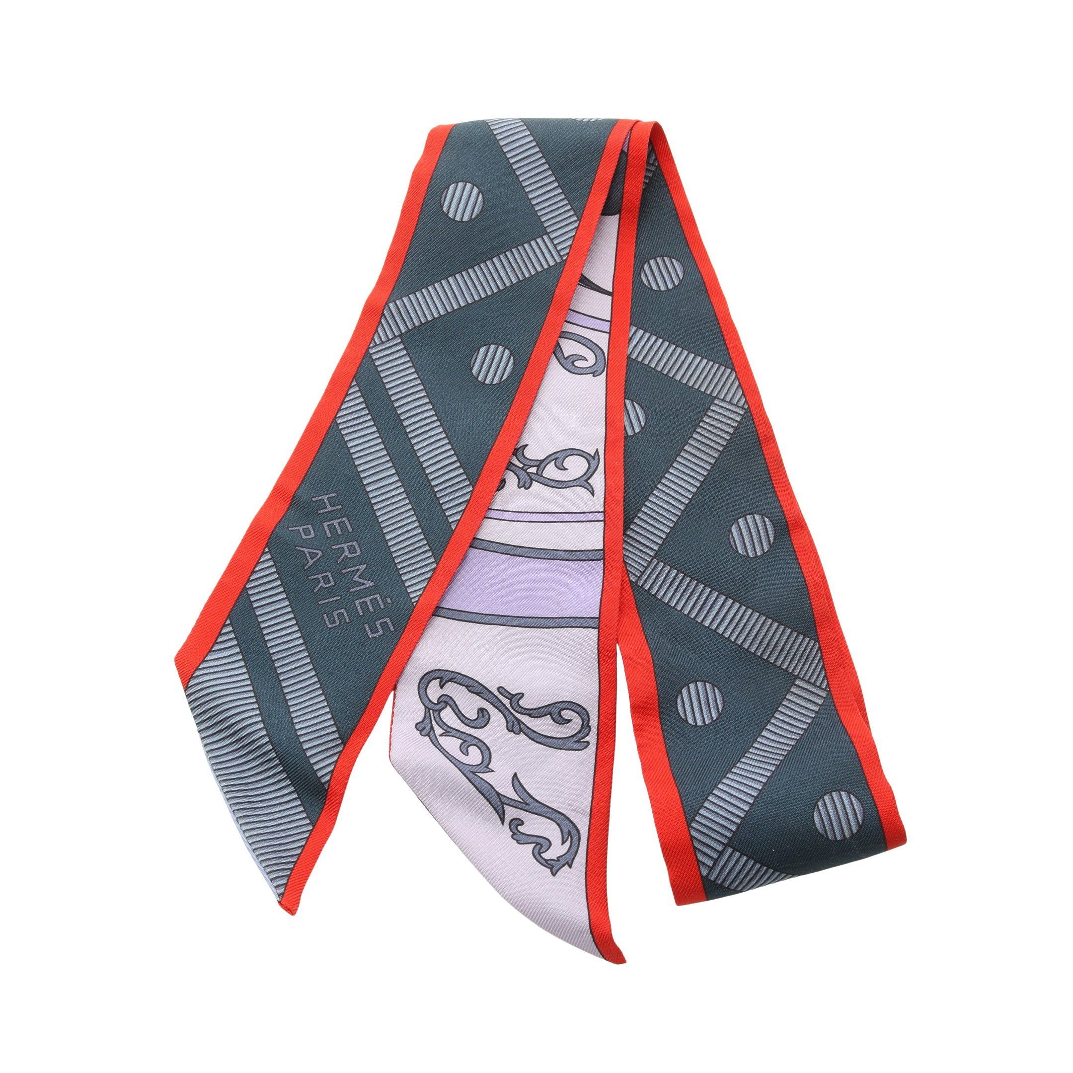 Hermes Hermes Twilly Balade En Berline Bandana Ribbon Scarf Silk Navy Multicolor Size ONE SIZE - 1 Thumbnail
