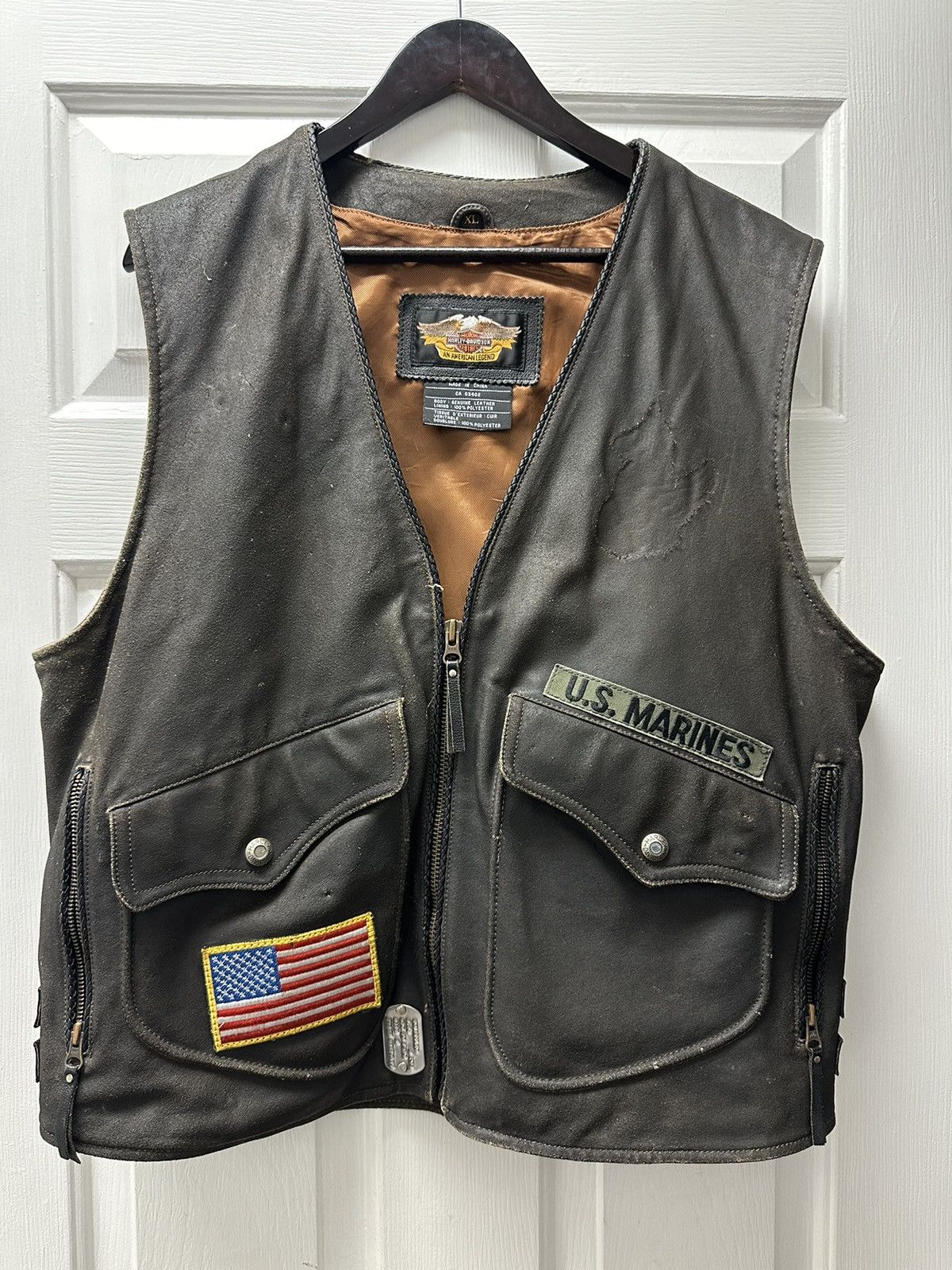 Harley Davidson Harley Davidson Distressed Brown Leather Vest XL Vintage 90s Size US L / EU 52-54 / 3 - 12 Thumbnail