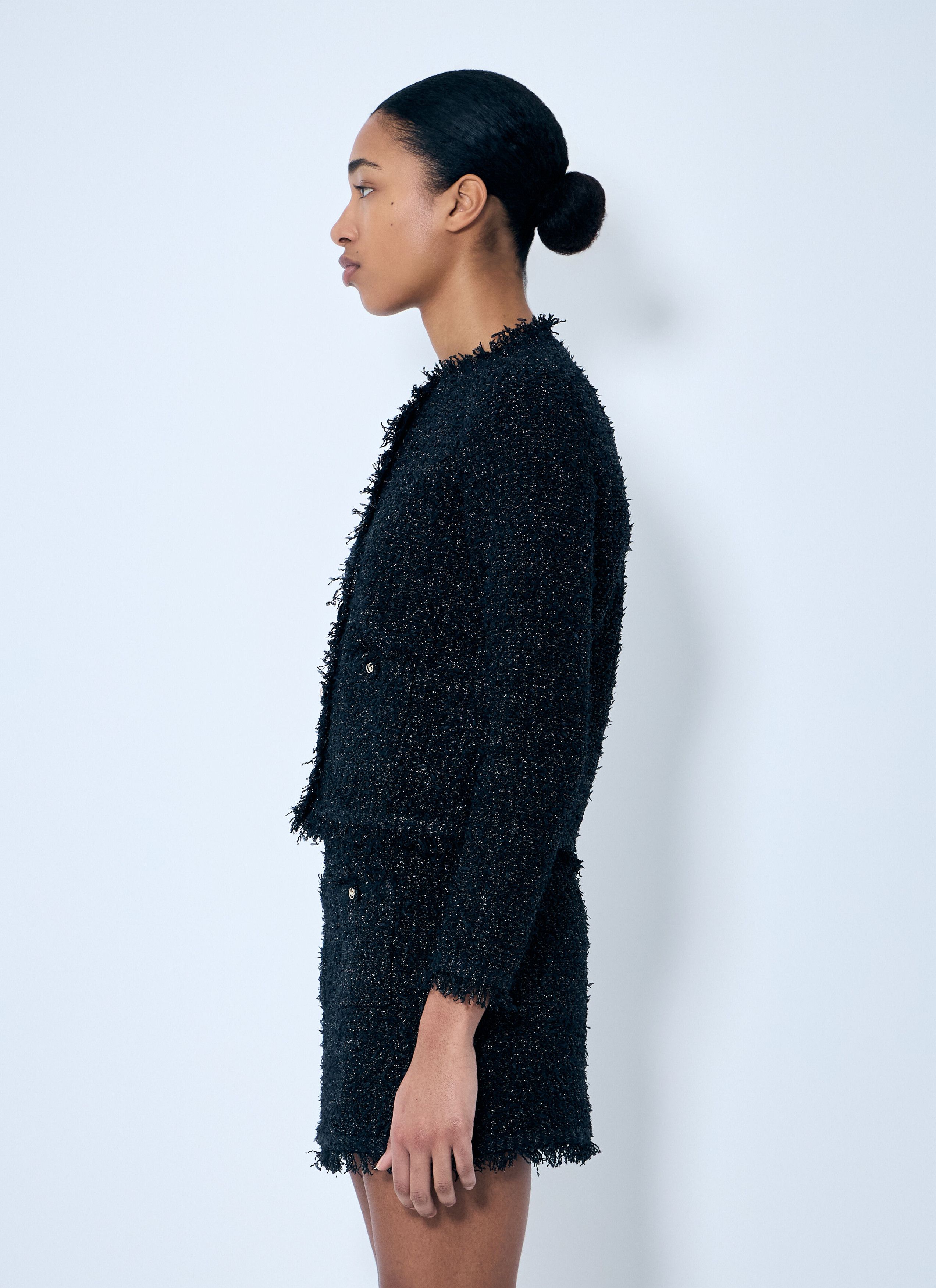 Gucci o1B3y1r0526 Lame Woven Cardigan in Black Size L / US 10 / IT 46 - 3 Thumbnail
