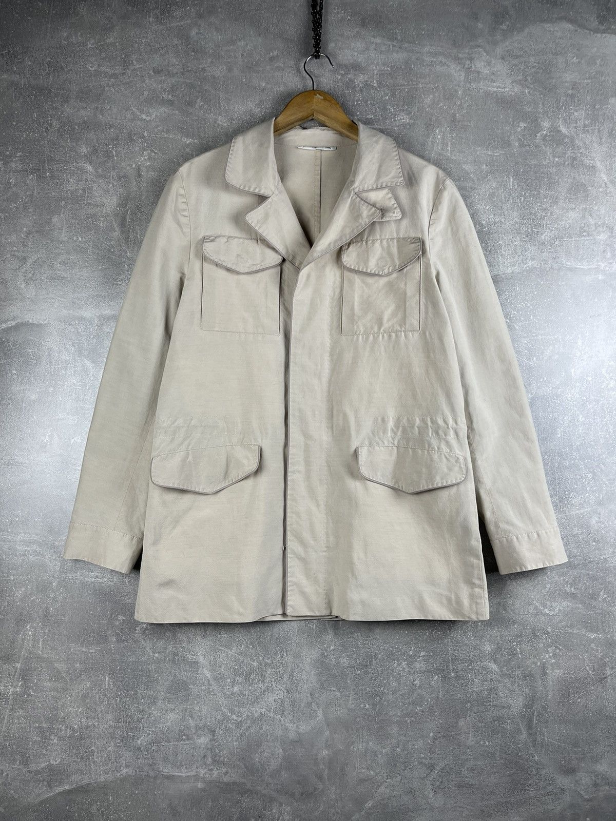 Brioni Brioni Safari Field Jacket Regular Fit Beige Cotton Size US M / EU 48-50 / 2 - 1 Thumbnail