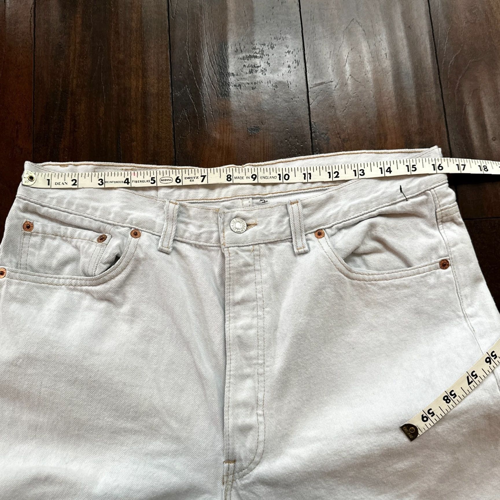 Levi's VINTAGE Levi's 501 Jeans Denim Button Fly 90s Theme Mens Regular 36 White Grey Inseam 30 Vintage Classic Straight 501 XX Size US 36 / EU 52 - 6 Thumbnail