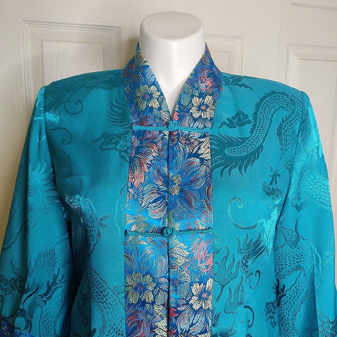 Vintage Vintage jewel tone embroidered button front oriental jacket Size L / US 10 / IT 46 - 2 Thumbnail